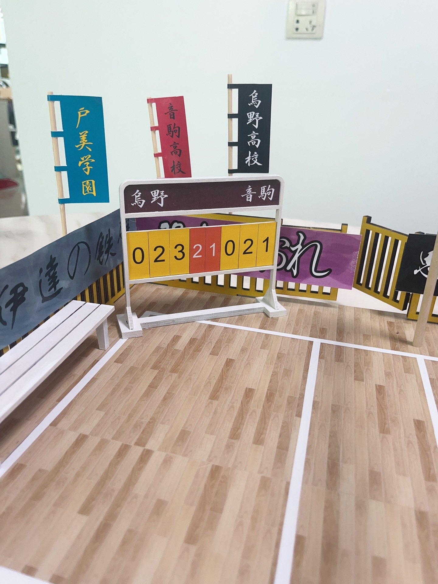 Escena de voleibol a escala 1:12, exhibición de casa de muñecas en miniatura para fotografía de figuras de anime