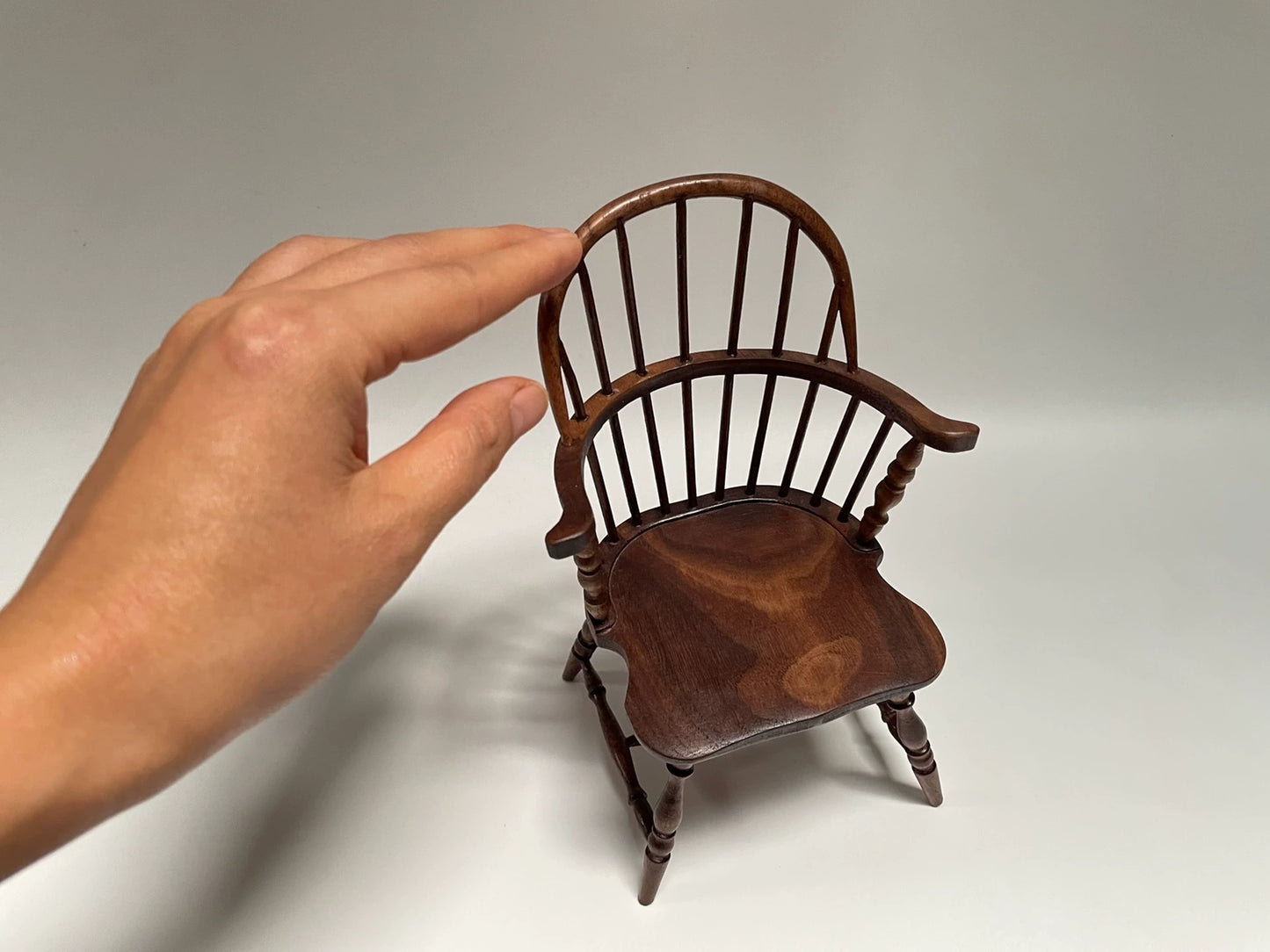 1:6 Scale Walnut Windsor Chair Miniature Dollhouse Furniture