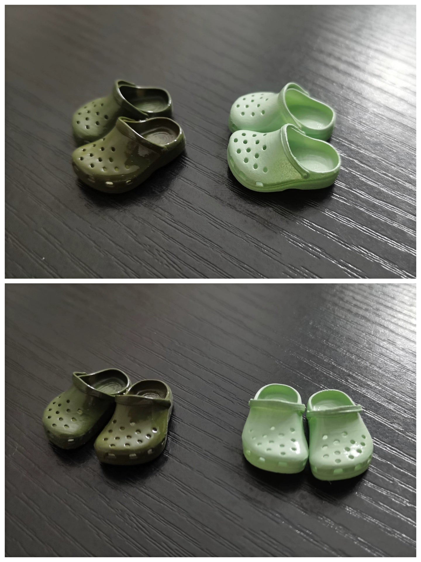 Sandalias Crocs en miniatura a escala 1:12 para casa de muñecas OB11 OB24 Molly Blythe. Accesorios.