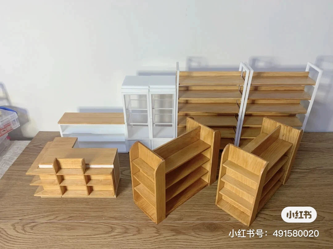 1:12 Scale Miniature Dollhouse Furniture Supermarket Shelf Cabinet Checkout Counter Storage