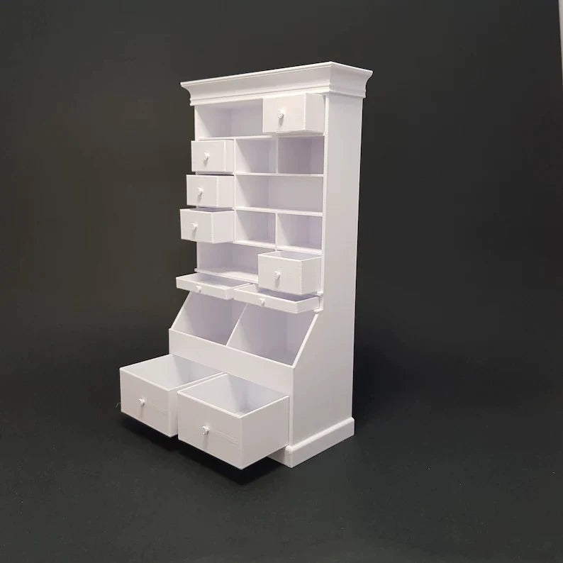Escritorio de trabajo para casa de muñecas en miniatura a escala 1:12 con cajones, muebles en miniatura