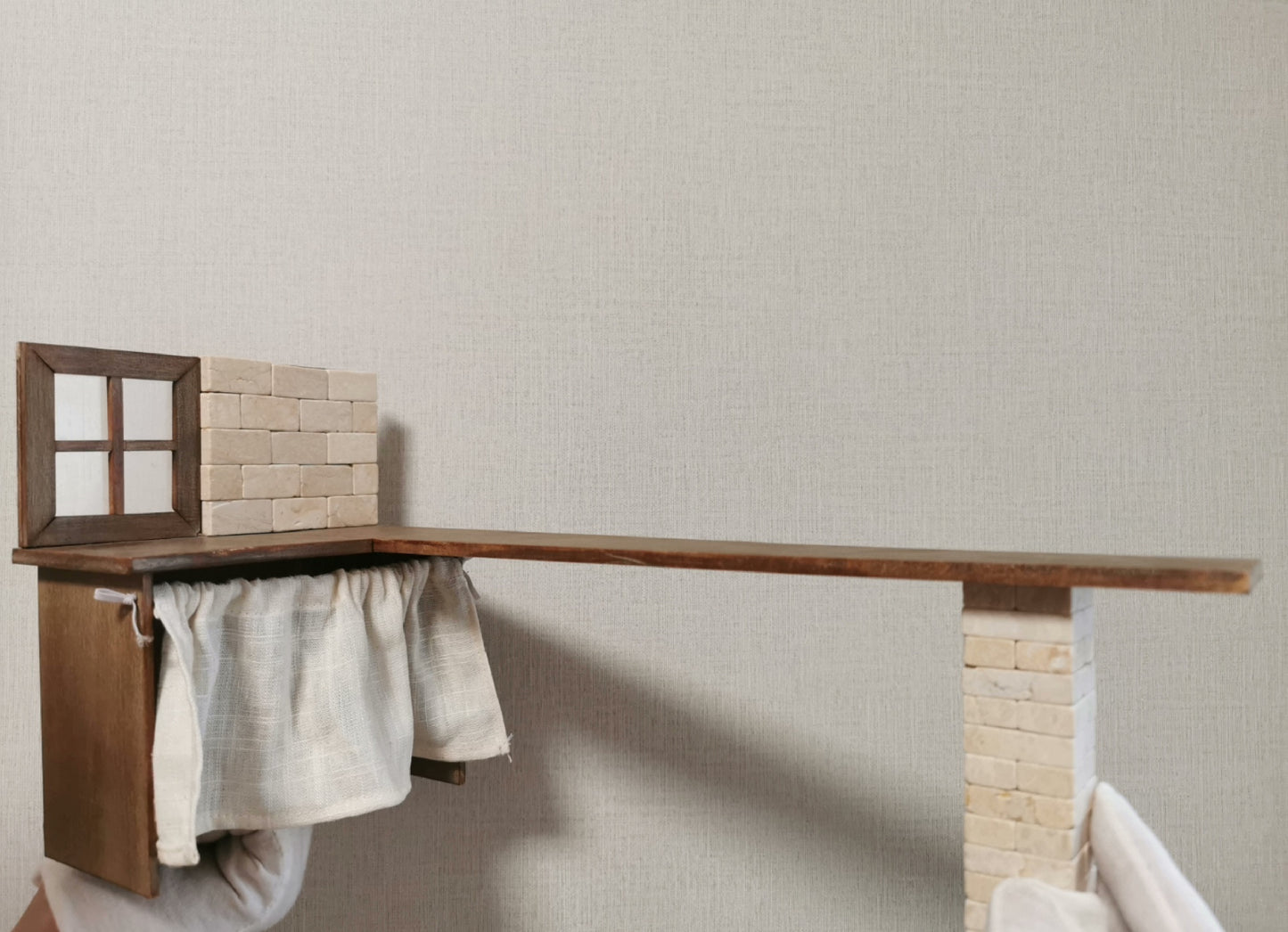 Mesa de piedra a escala 1:12, muebles de casa de muñecas en miniatura, juego de mesa de esquina