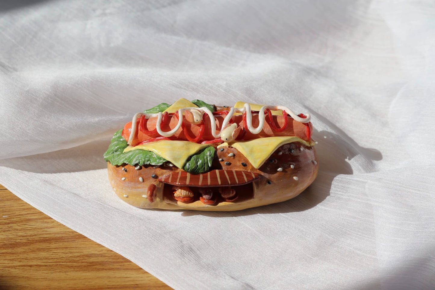 Casa de muñecas en miniatura de panadería de perritos calientes a escala 1:12 con detalles realistas