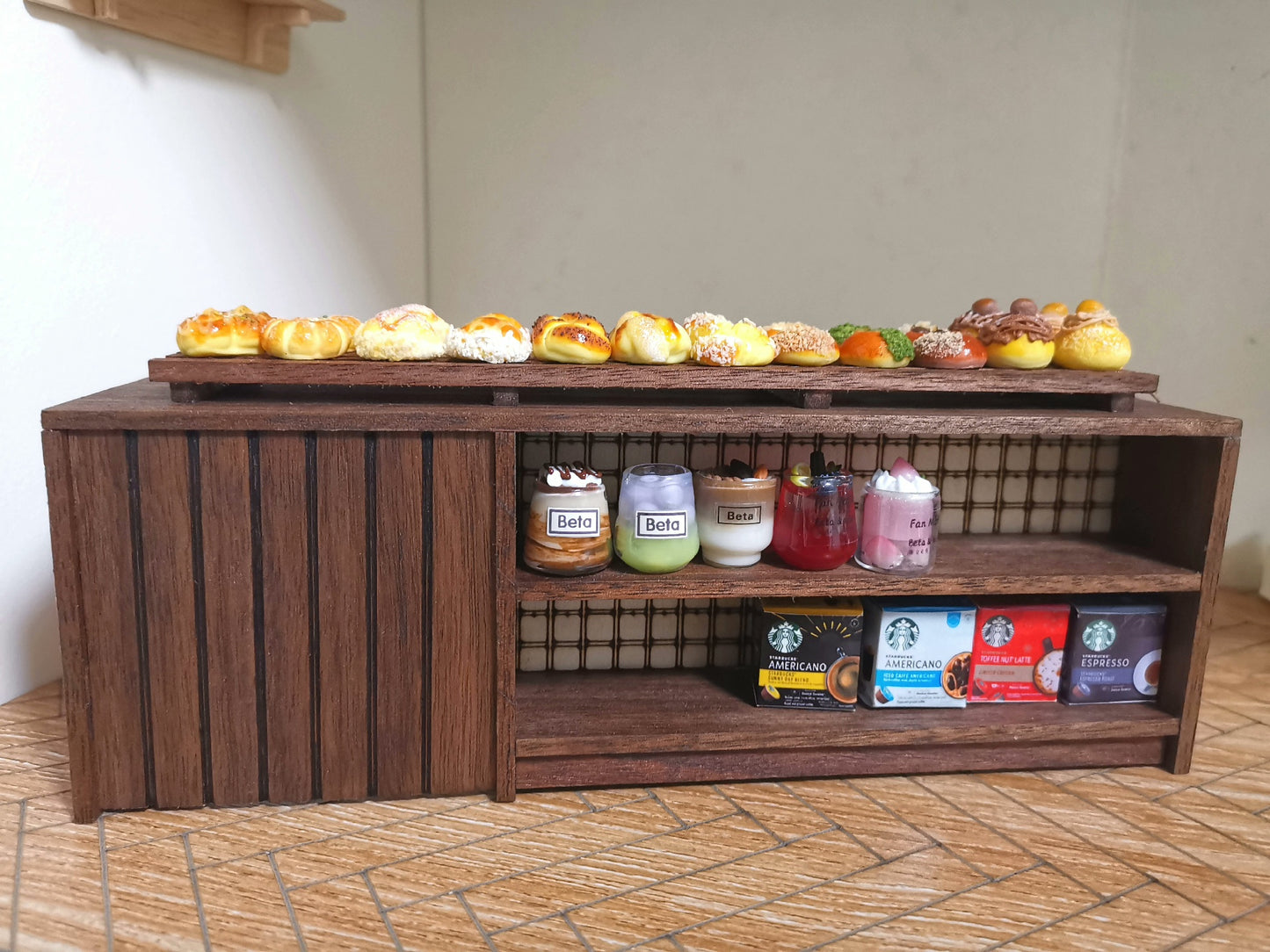 Mueble de madera en miniatura para casa de muñecas, accesorio para sala de juegos, escala 1:12