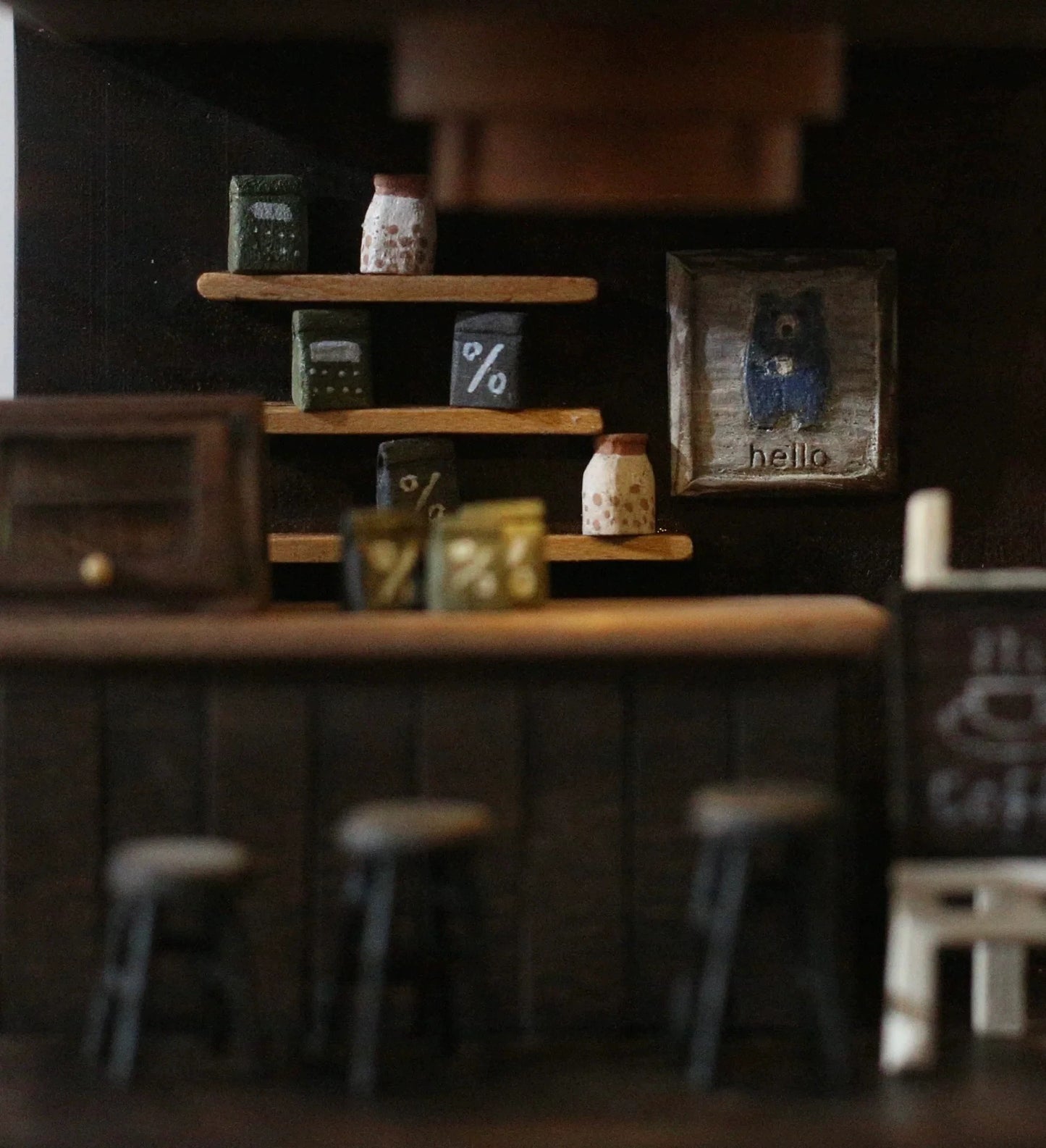 1:12 Scale Wooden Coffee Machine Miniature Dollhouse Furniture For Cafe Scene