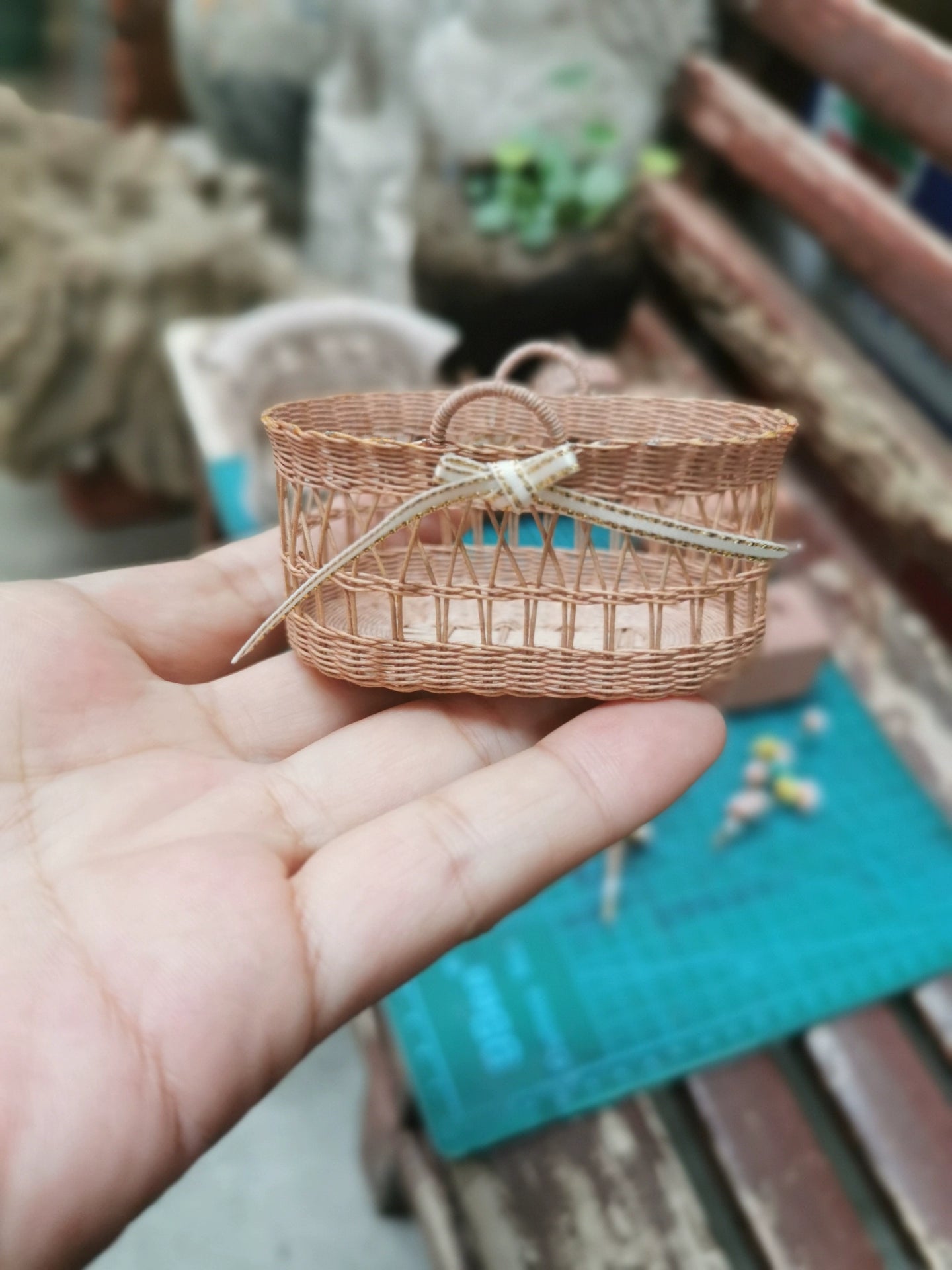 1:6 Scale Miniature Woven Rattan Crib Baby Bed For Blythe Dollhouse Furniture