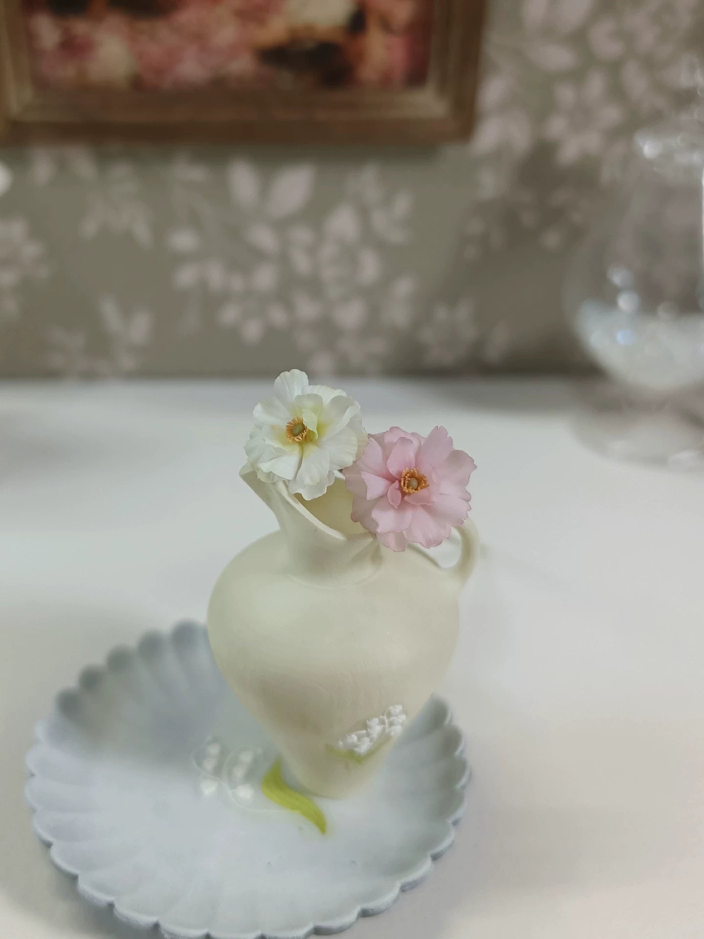 Decoración para casa de muñecas BJD con flor de ranúnculo de arcilla en miniatura a escala 1:12