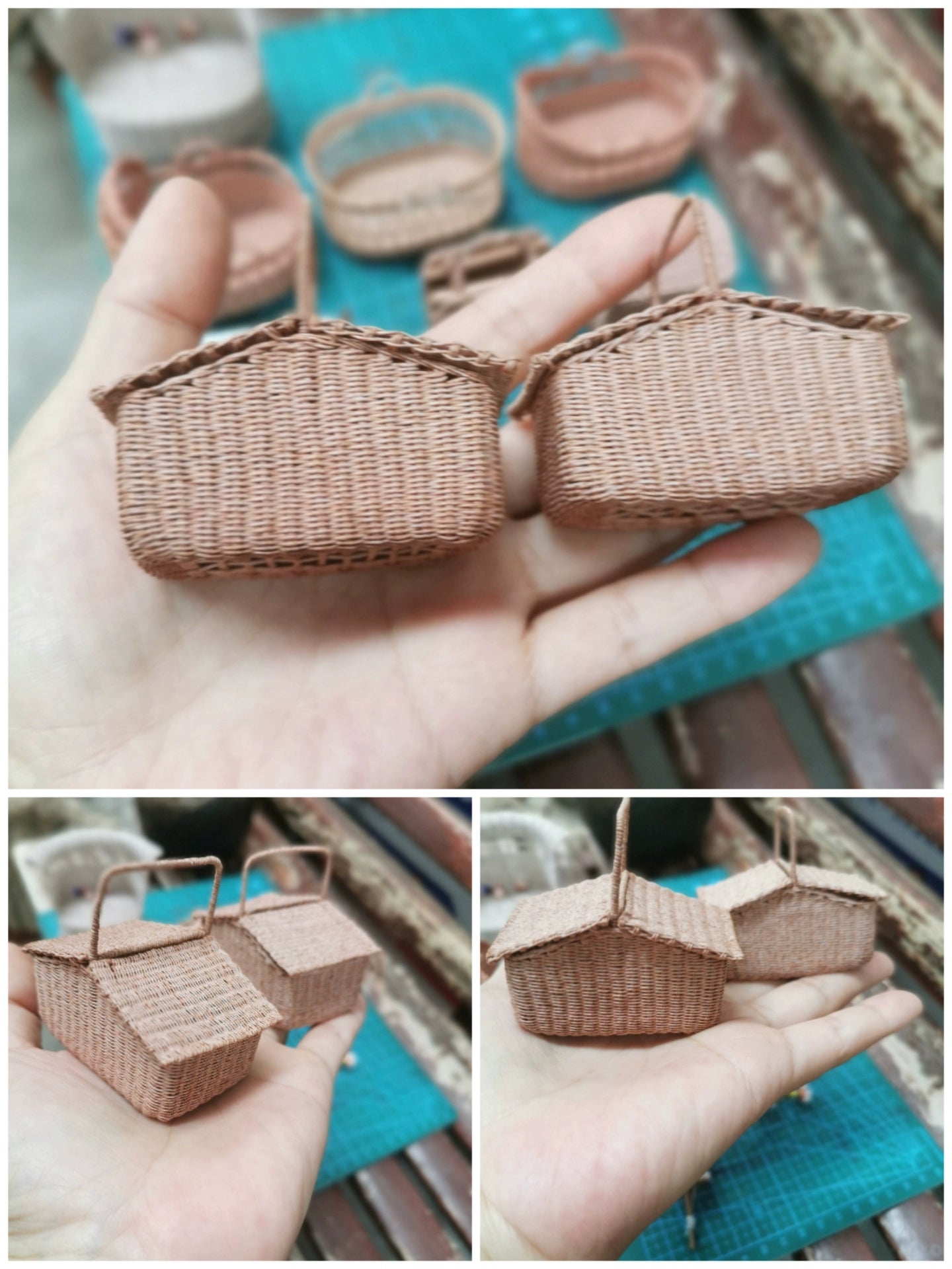 1:6 Scale Miniature Picnic Basket Woven Dollhouse Accessory For BJD Dolls