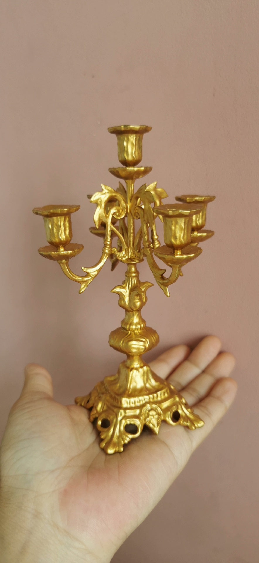 1:6 Scale Miniature Gold Five-Head Candle Holder For BJD Dollhouse Accessories