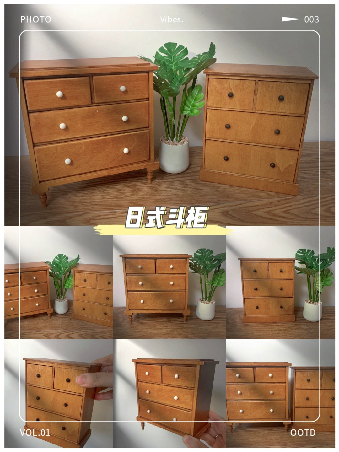 1:6 Scale 1:12 Scale Wooden Cabinet Sideboard Dresser Miniature Dollhouse Furniture Japanese Style