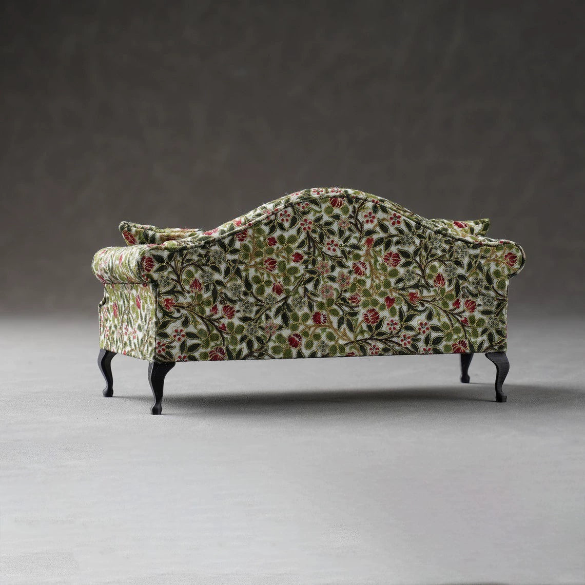 Sofá de dos plazas estilo antiguo a escala 1:12, muebles para casa de muñecas en miniatura