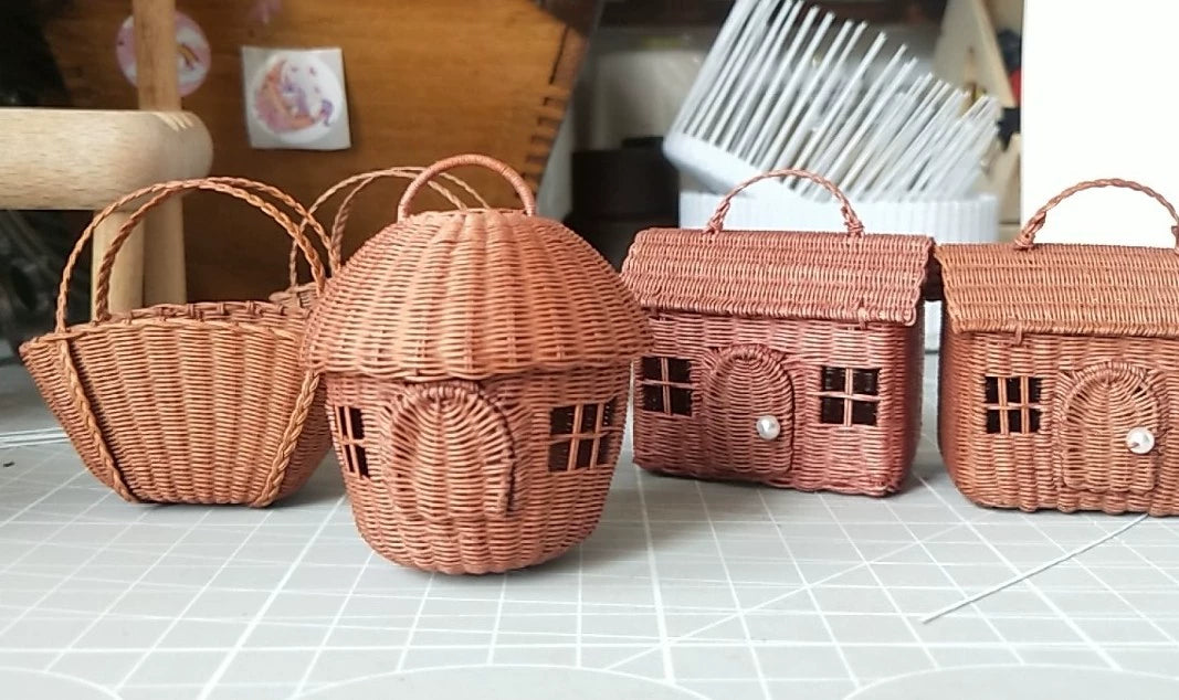 1:6 Scale Miniature Woven Rattan Basket Doll Accessory For BJD Dollhouse