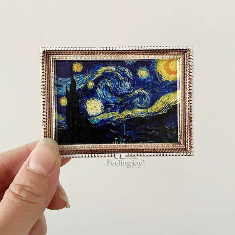 1:12 Scale Miniature Dollhouse Picture Frame Wall Art European Style DIY Miniature Painting Photo Gallery