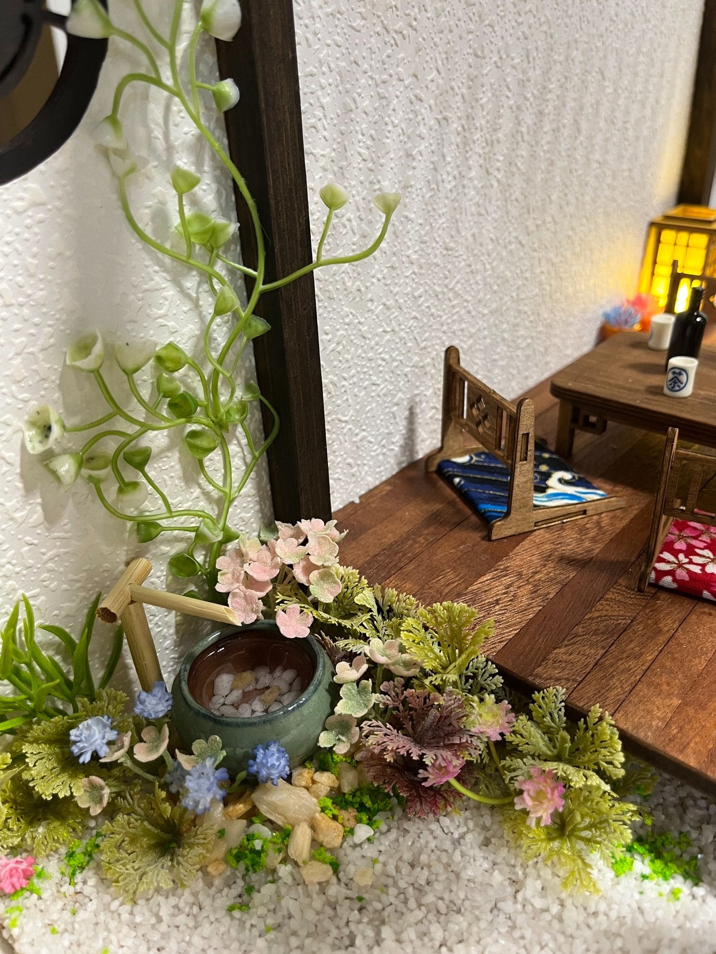 Conjunto de muebles de casa de muñecas en miniatura de jardín japonés a escala 1:12