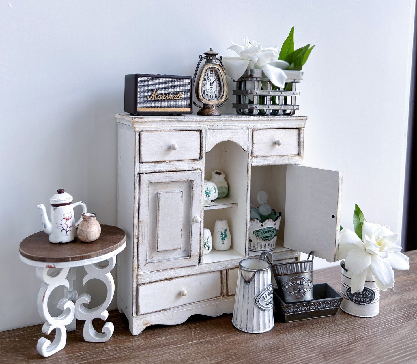 1:6 Scale Miniature Dollhouse Furniture Set Unpainted White Model DIY Craft Kit