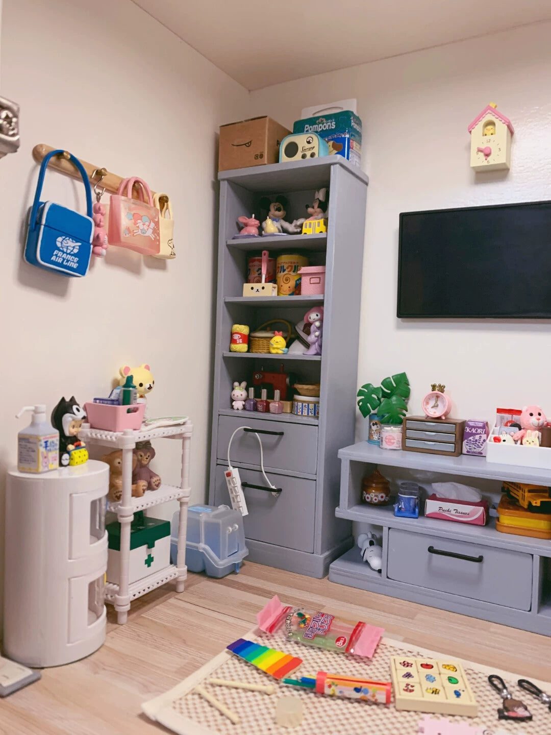 1:6 Scale Wooden Cabinet Miniature Dollhouse Furniture For Living Room TV Stand Storage Shelf