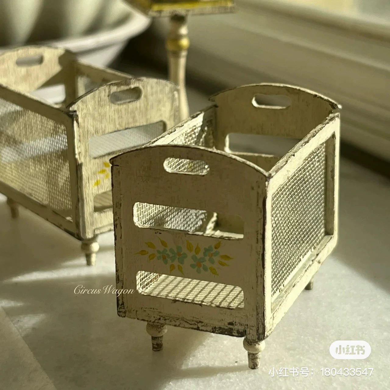 1:12 Scale Wooden Storage Basket Miniature Dollhouse Furniture