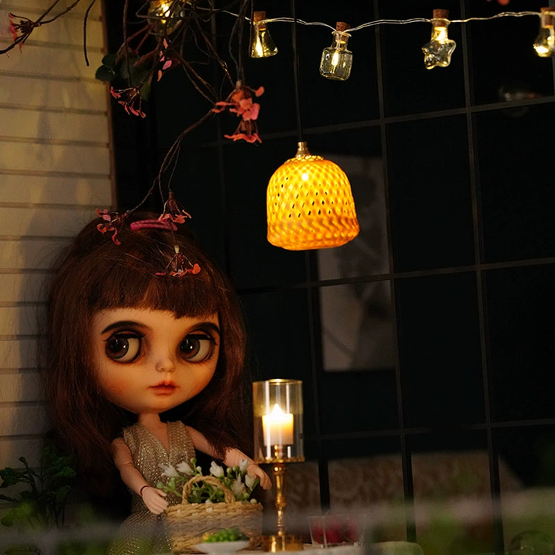 Accessoires de maison de poupée miniature BJD Blythe à l'échelle 1:6, suspension en bambou faite à la main à l'échelle 1:12, meubles miniatures