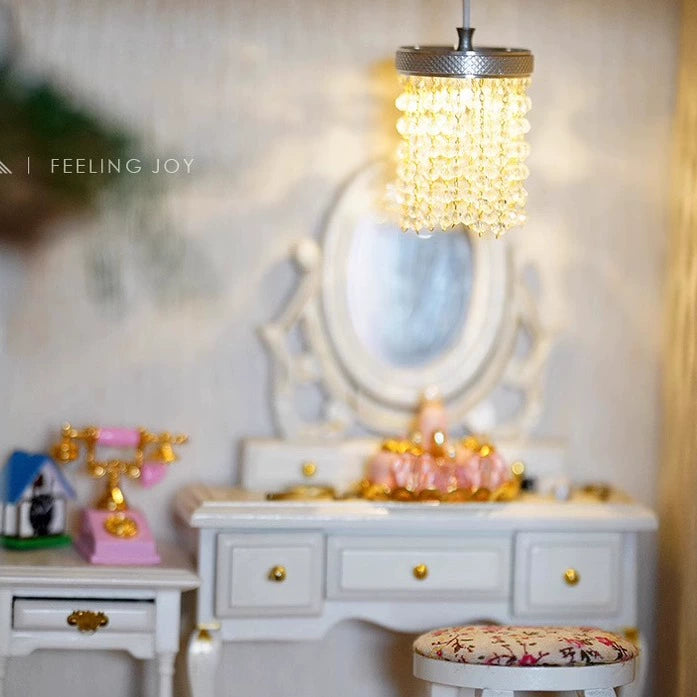 Lustre miniature en cristal à l'échelle 1:12 et 1:6 avec 30 chaînes pour maison de poupée, meubles miniatures BJD