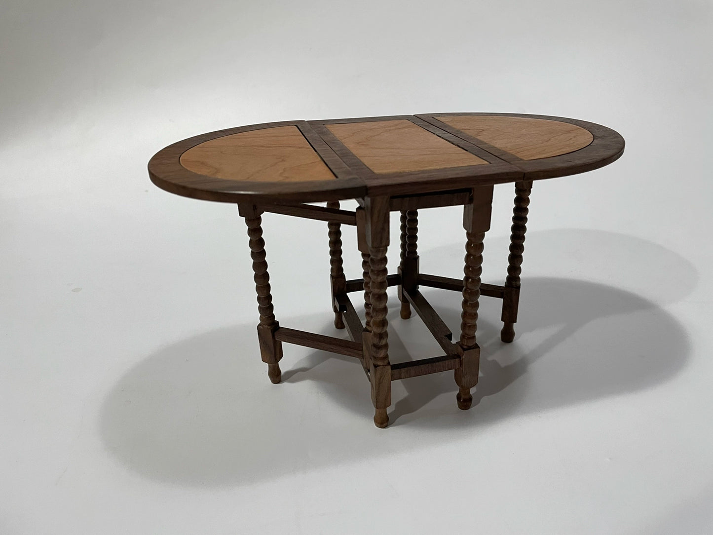 1:6 Scale Walnut Cherry Wood Folding Table Miniature Dollhouse Furniture