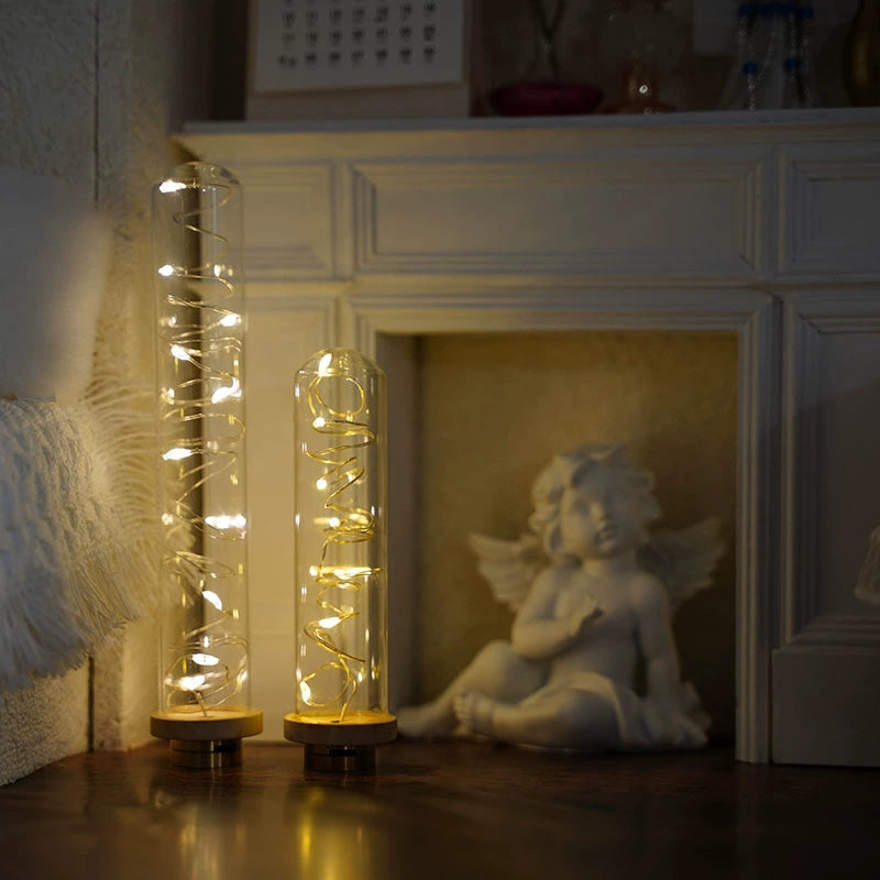 Accesorios para casa de muñecas BJD a escala 1:6, accesorios para escenas Blythe, lámpara de pie LED inalámbrica OB11, botella de luciérnaga en miniatura.