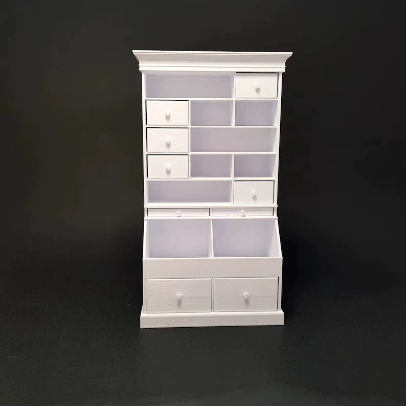 Escritorio de trabajo para casa de muñecas en miniatura a escala 1:12 con cajones, muebles en miniatura