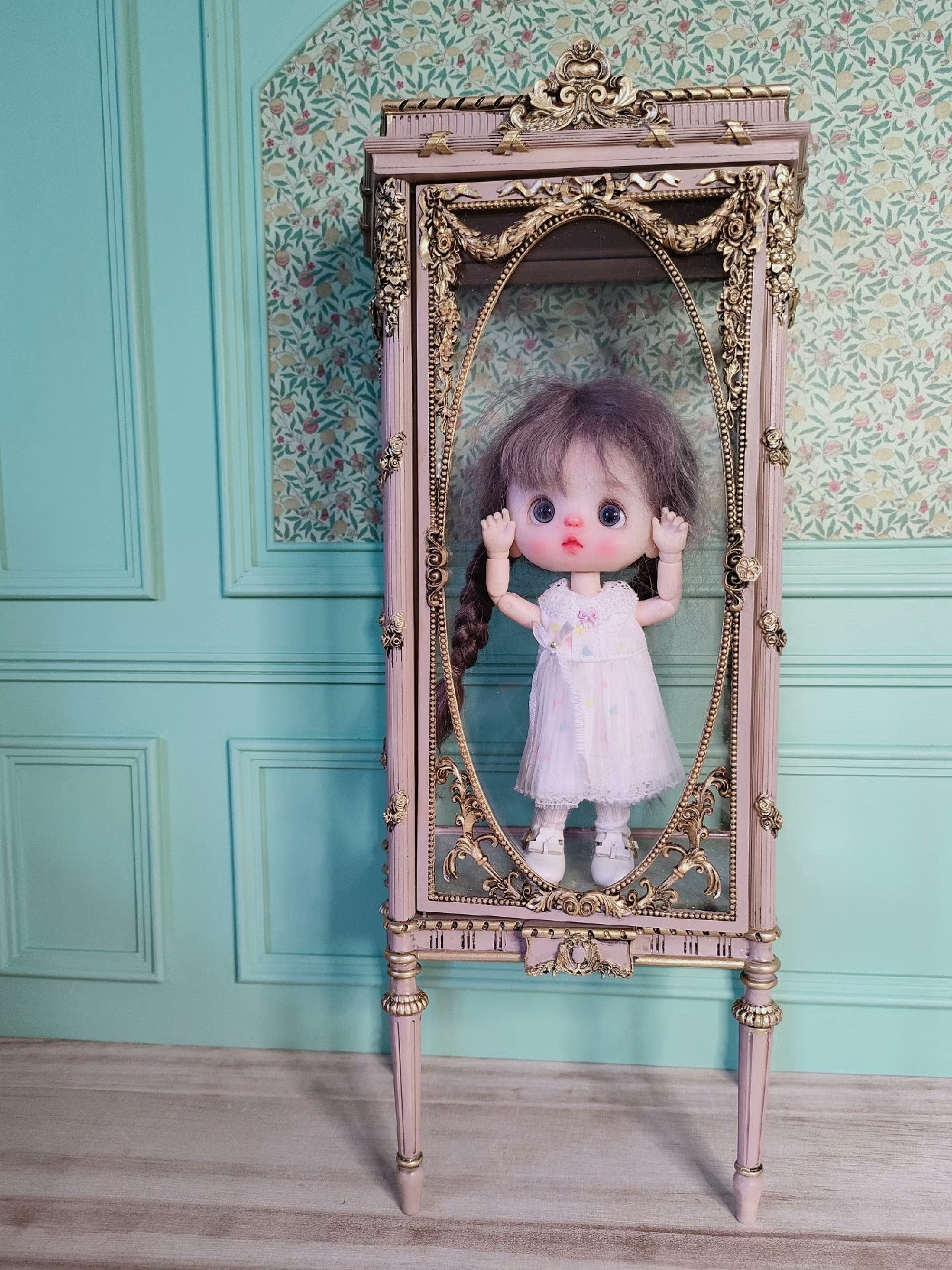 Gabinete de madera a escala 1:12, casa de muñecas en miniatura, mueble de almacenamiento, decoración para sala de estar