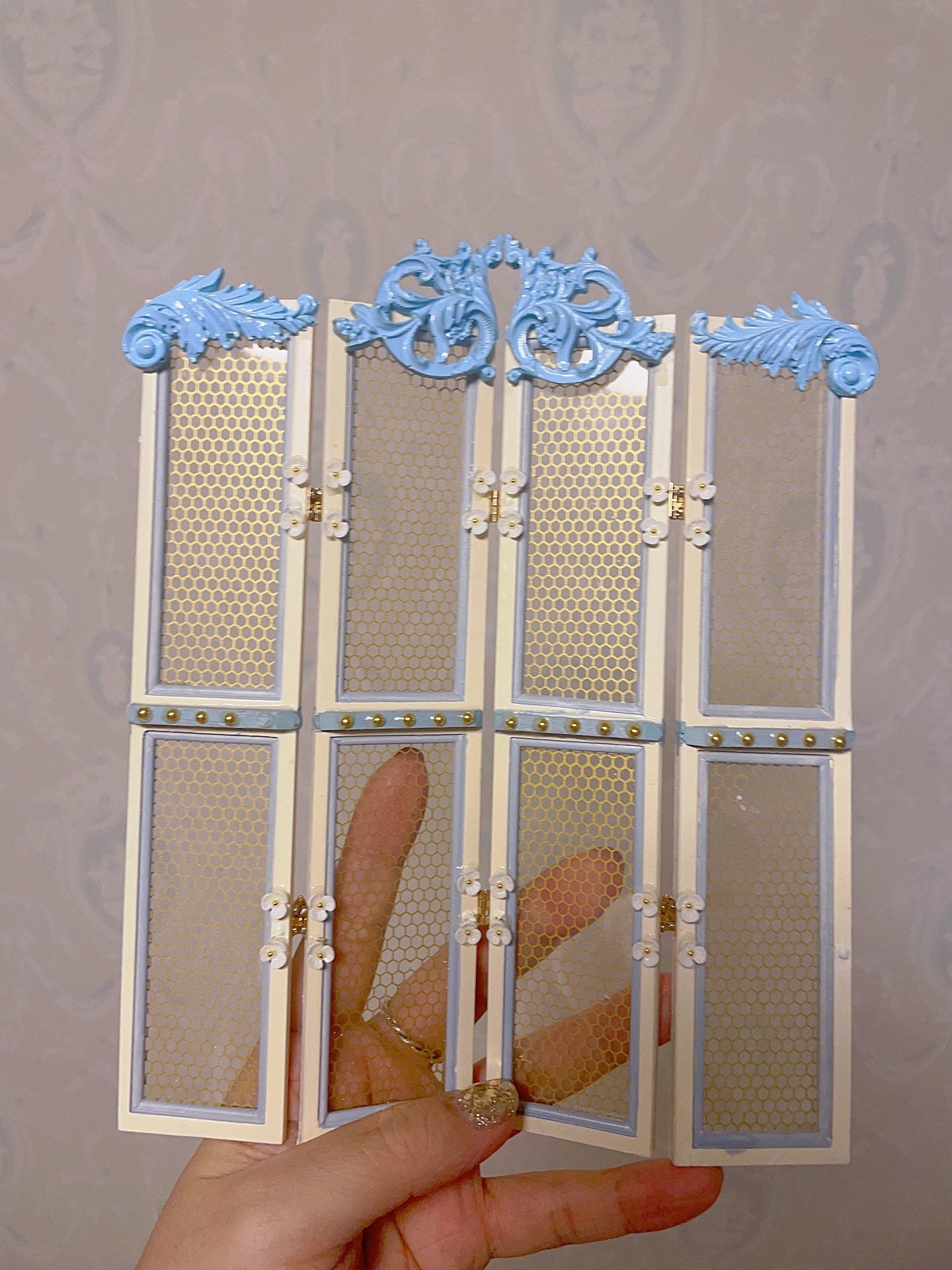 Panneau de fond miniature pour maison de poupée, échelle 1:6, paravent vintage pliable pour exposition de poupées
