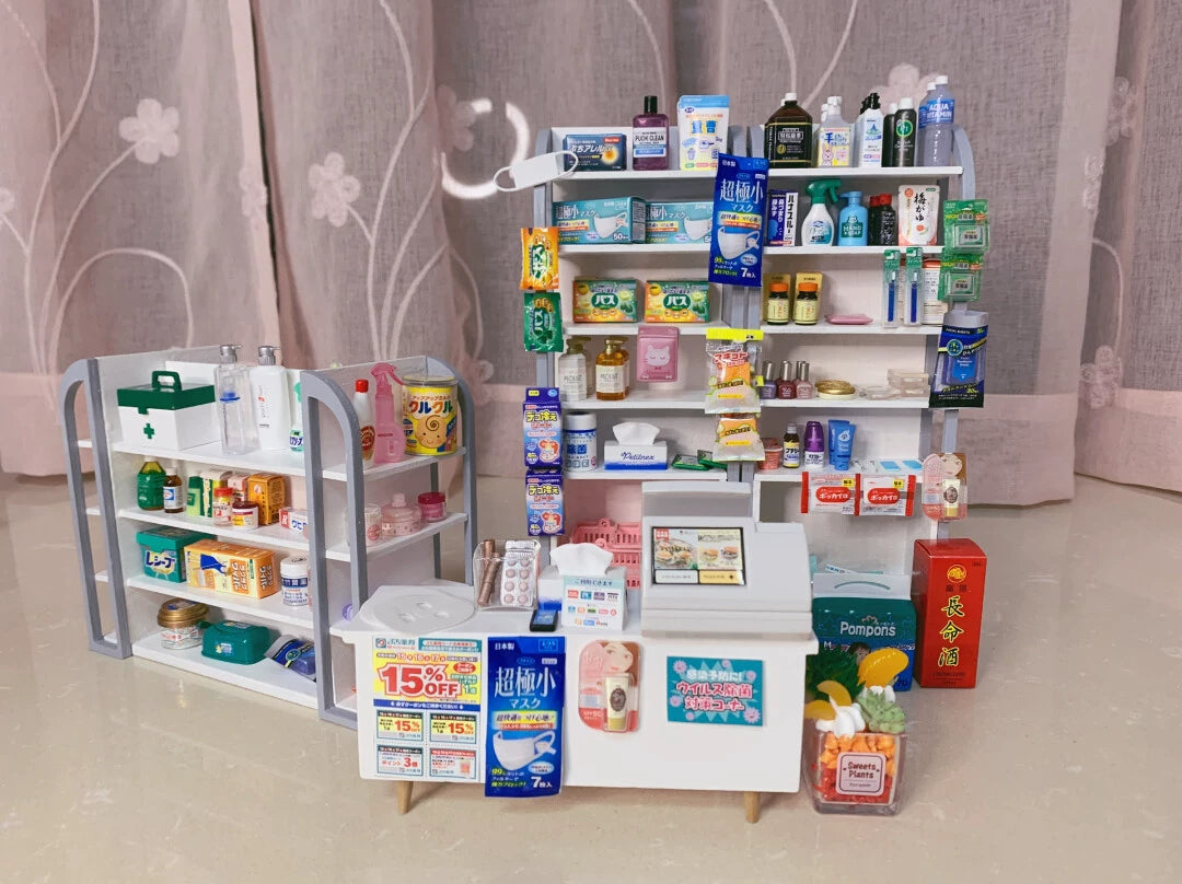 1:12 Scale Miniature Wooden Cabinet Dollhouse Furniture For Pharmacy Candy Store Display Shelf