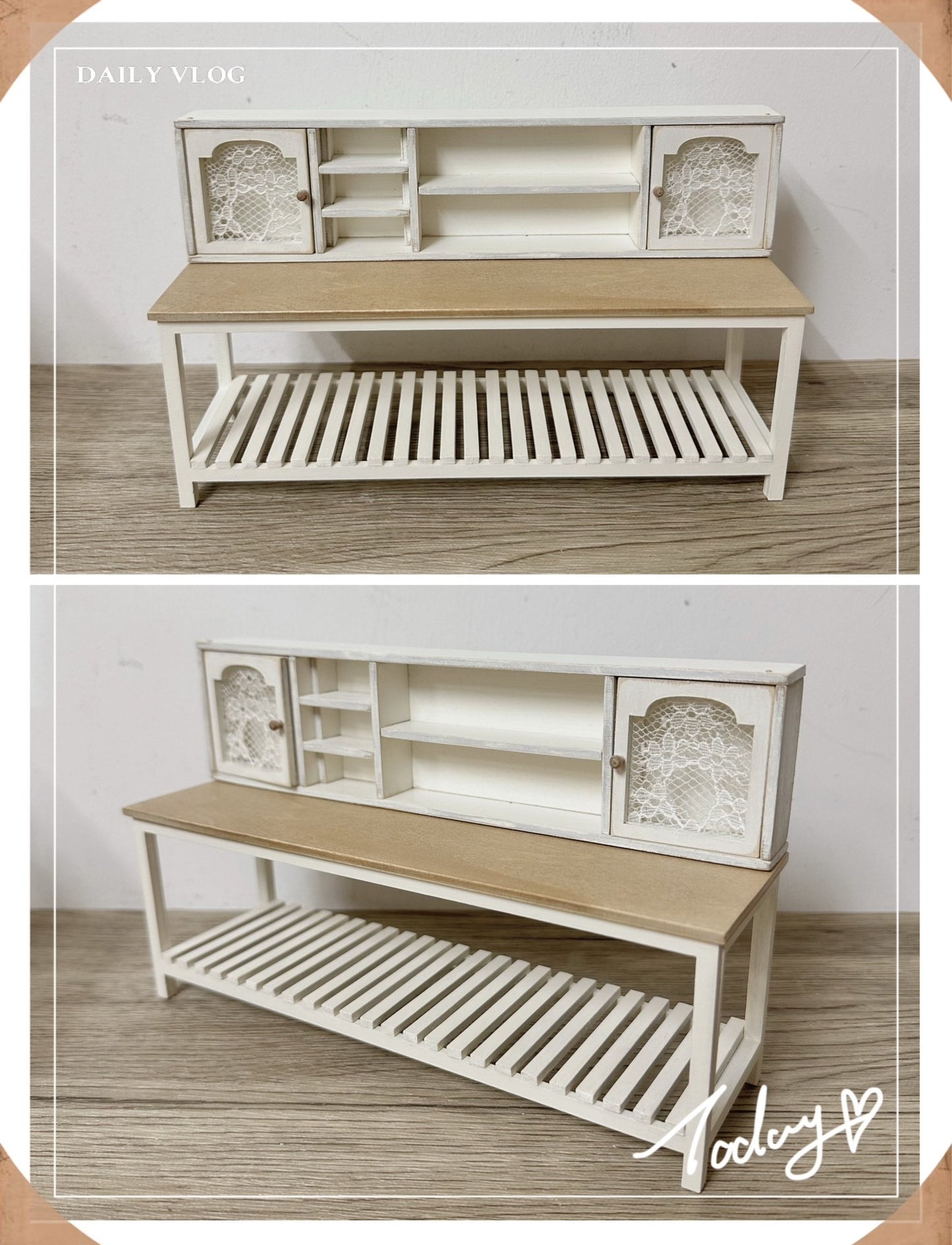 Meubles miniatures pour maison de poupée, buffet français vintage, étagère de présentation de cuisine, échelle 1:6