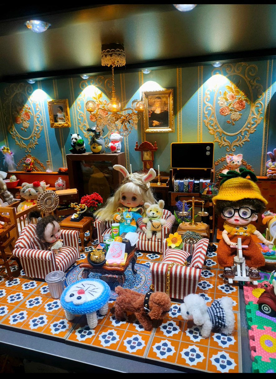 Lámpara de techo para casa de muñecas a escala 1:12 con control remoto, muebles en miniatura para muñecas Blythe