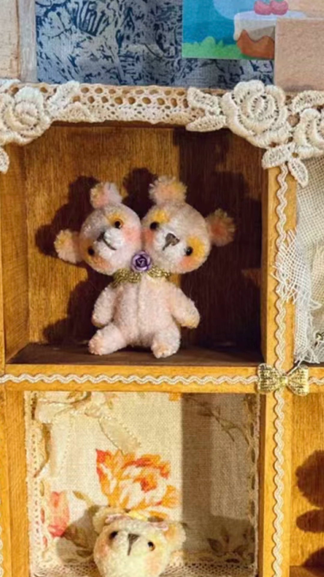 1:12 Scale Miniature Teddy Bear And Bunny Plush Dollhouse Toy