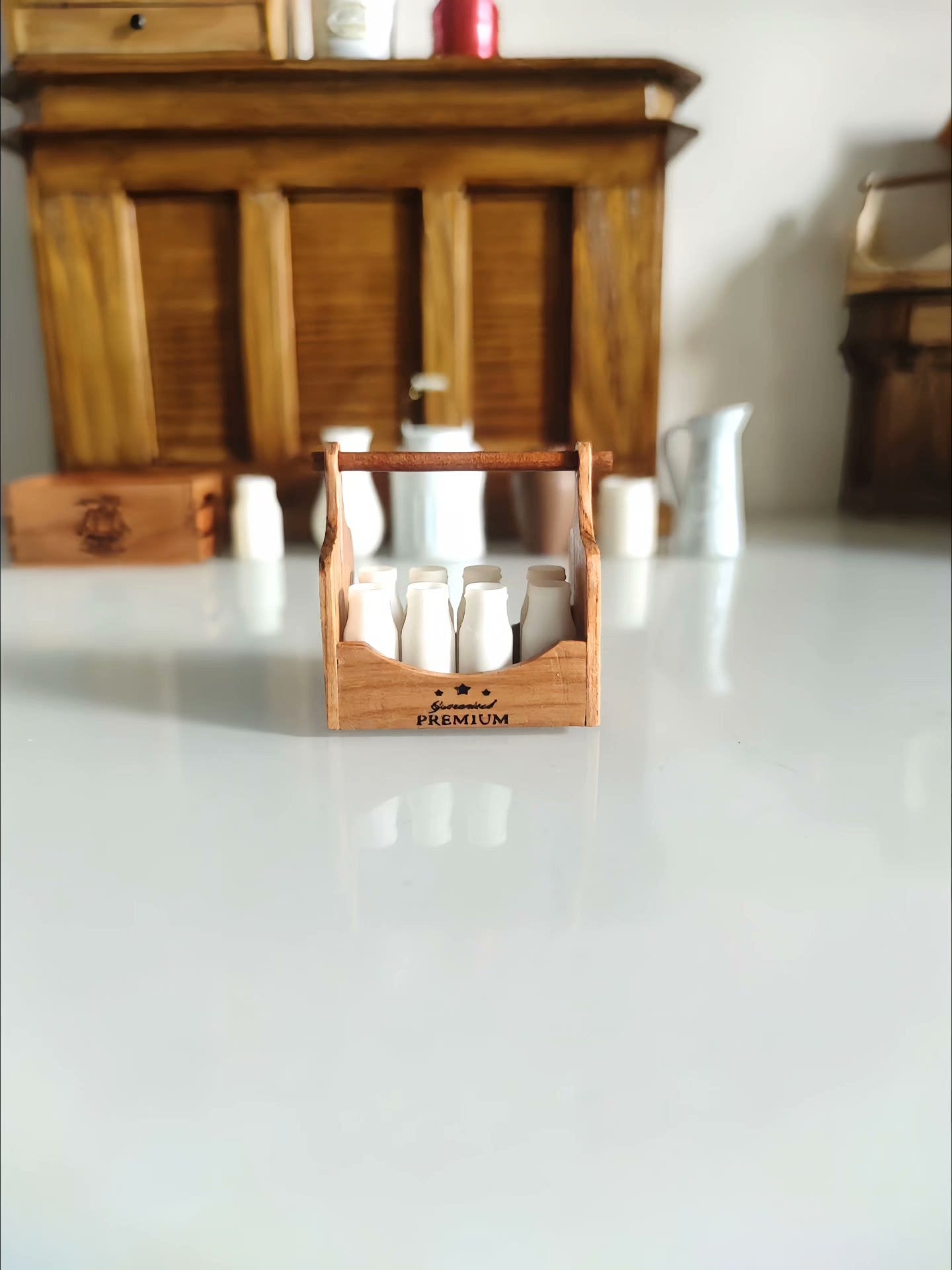 Panier de rangement miniature pour bouteilles de lait à l'échelle 1:12, accessoire pour maison de poupée