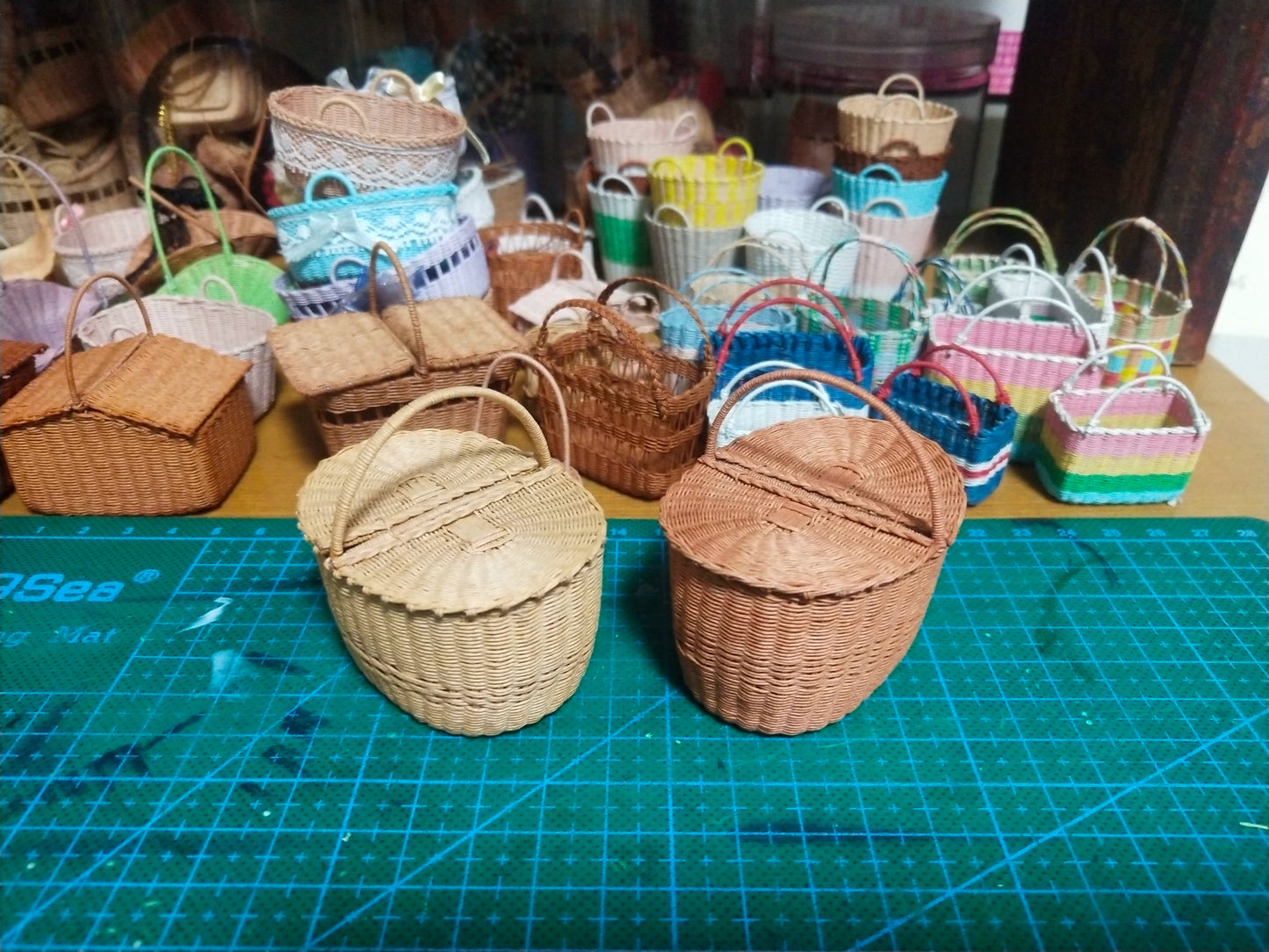 1:6 Scale Miniature Picnic Basket Paper Wicker Handbag Dollhouse Prop For Blythe And Ob11 Dolls