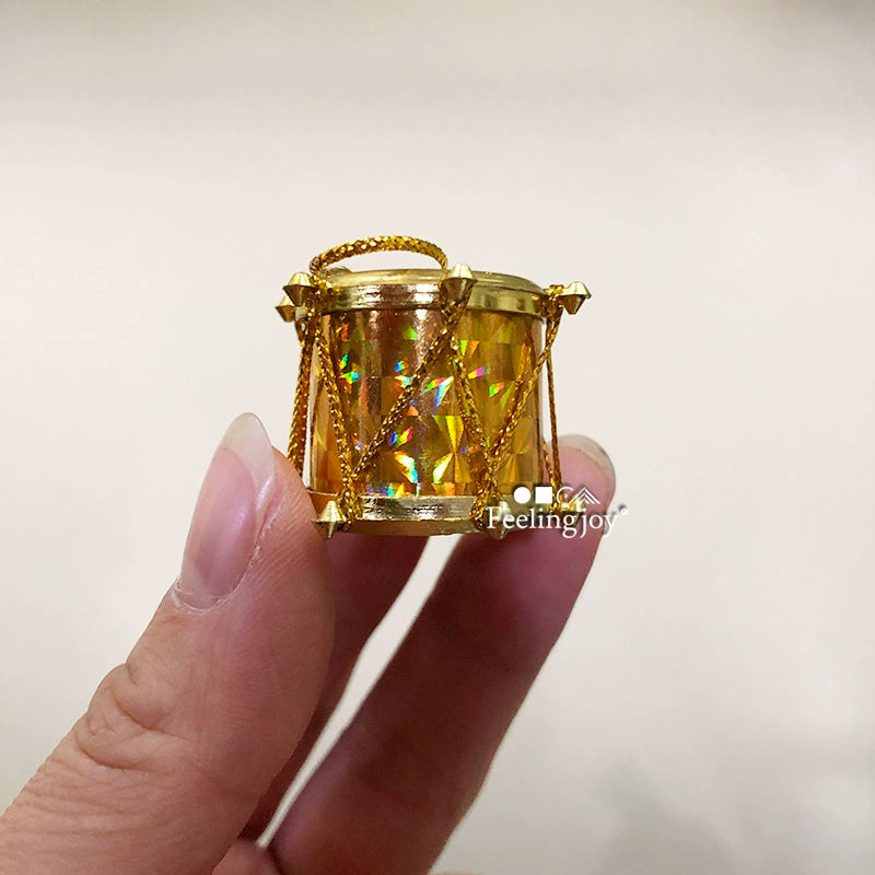 Accessoires de poupée BJD miniatures à l'échelle 1:6 et 1:12, tambour à main argenté, instrument de musique