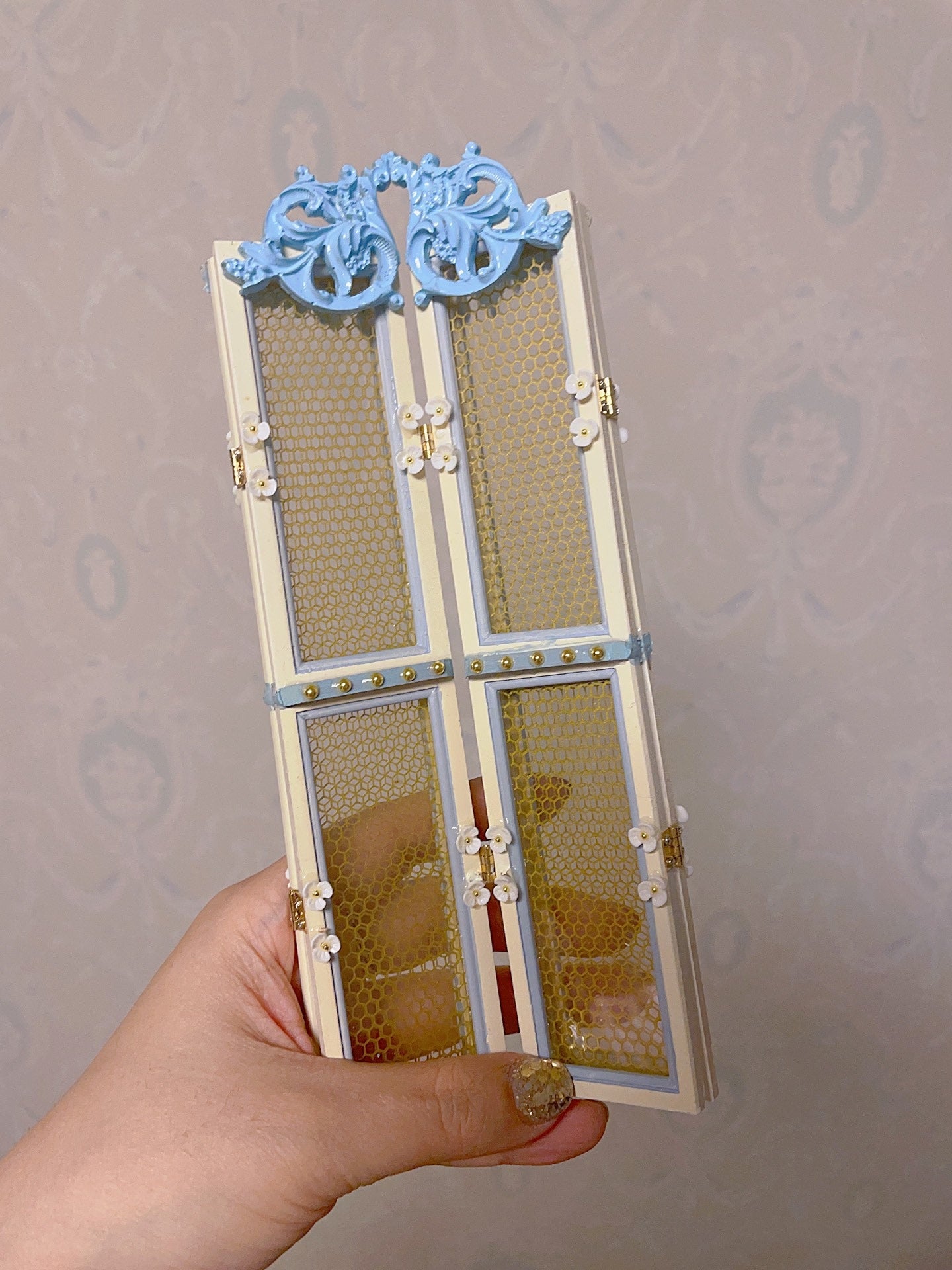 Panneau de fond miniature pour maison de poupée, échelle 1:6, paravent vintage pliable pour exposition de poupées