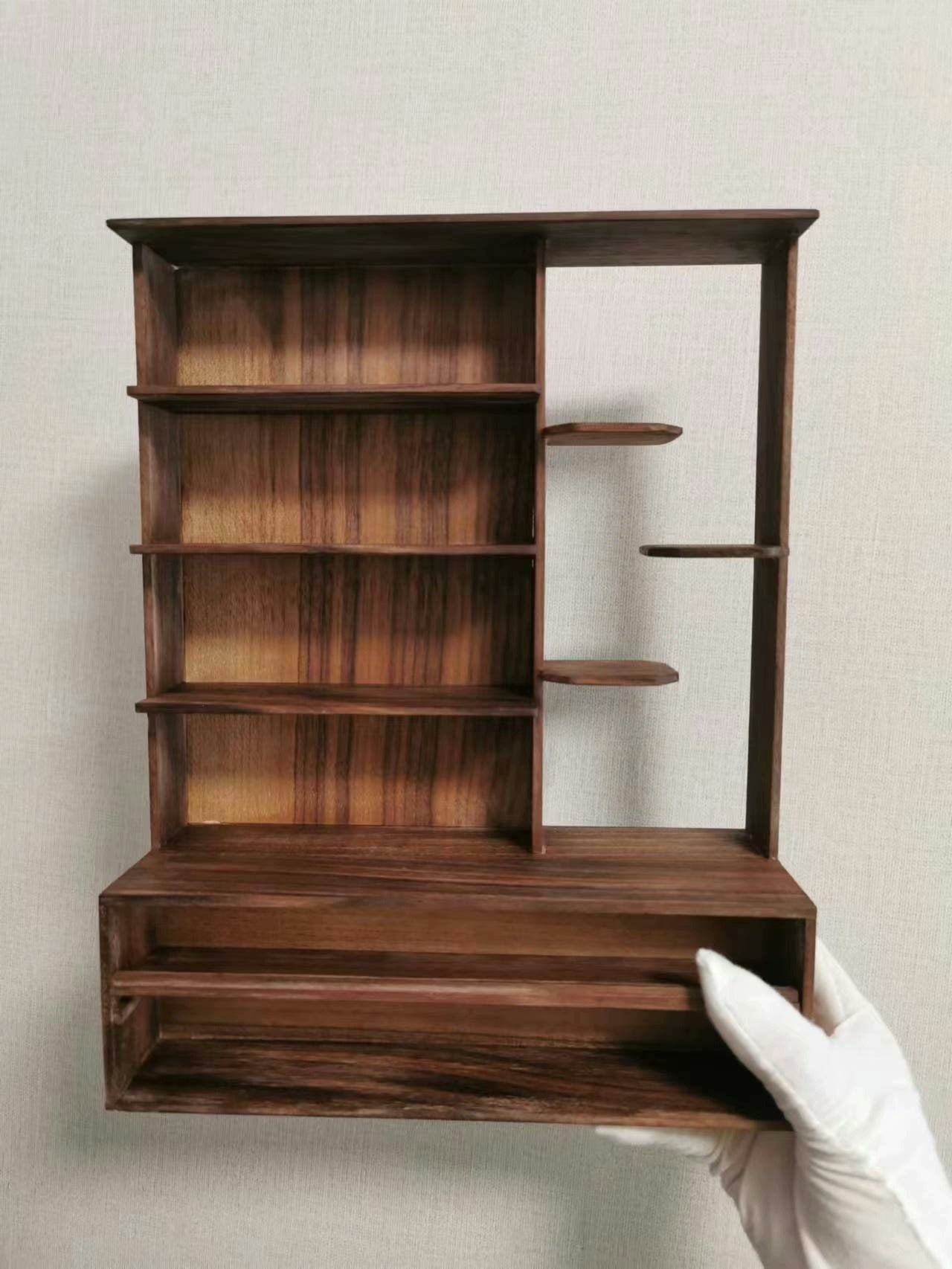 Muebles en miniatura a escala 1:12, armario de madera, accesorio para casa de muñecas