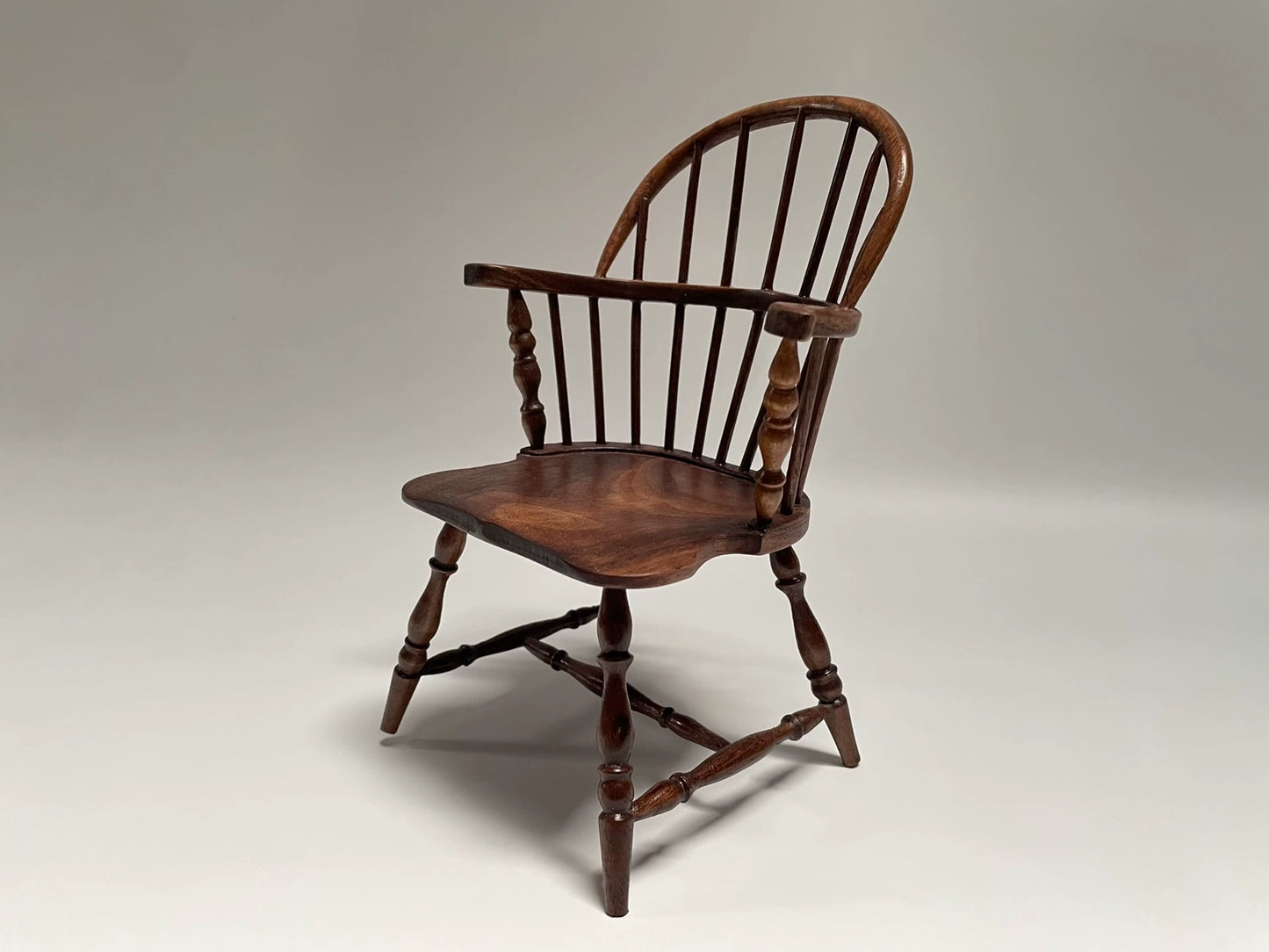 1:6 Scale Walnut Windsor Chair Miniature Dollhouse Furniture