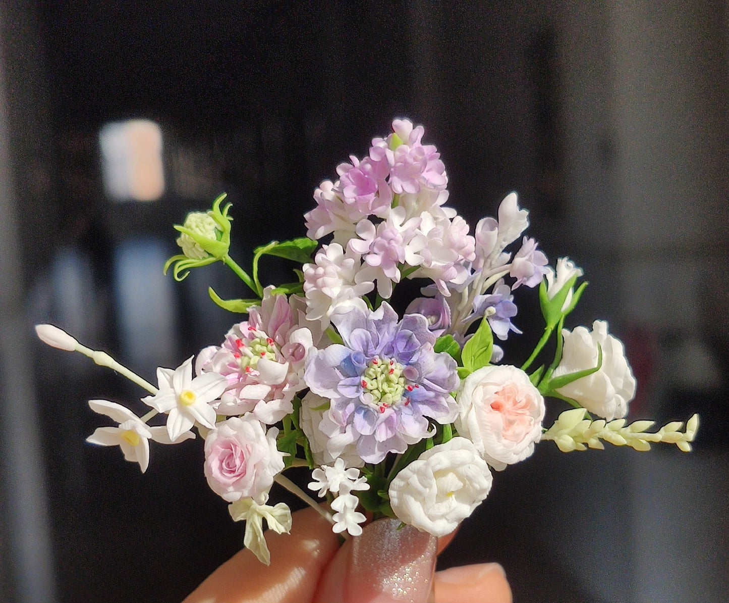 1:6 Scale Clay Flower Bouquet Miniature Dollhouse Accessory