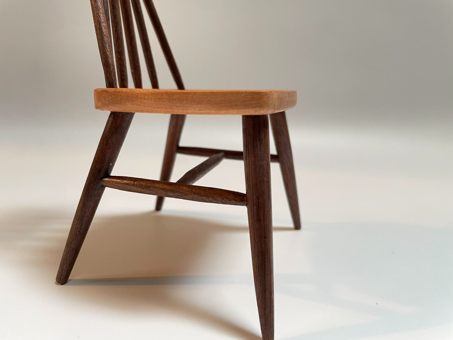 1:12 Scale Miniature Wooden Stool With Walnut Seat Miniature Dollhouse Furniture