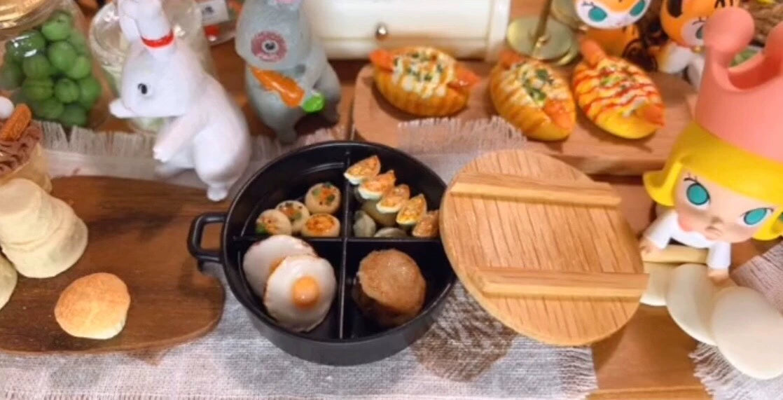 1:12 Scale Miniature Cross Pot Metal Cookware With Lid For Dollhouse Kitchen Accessories