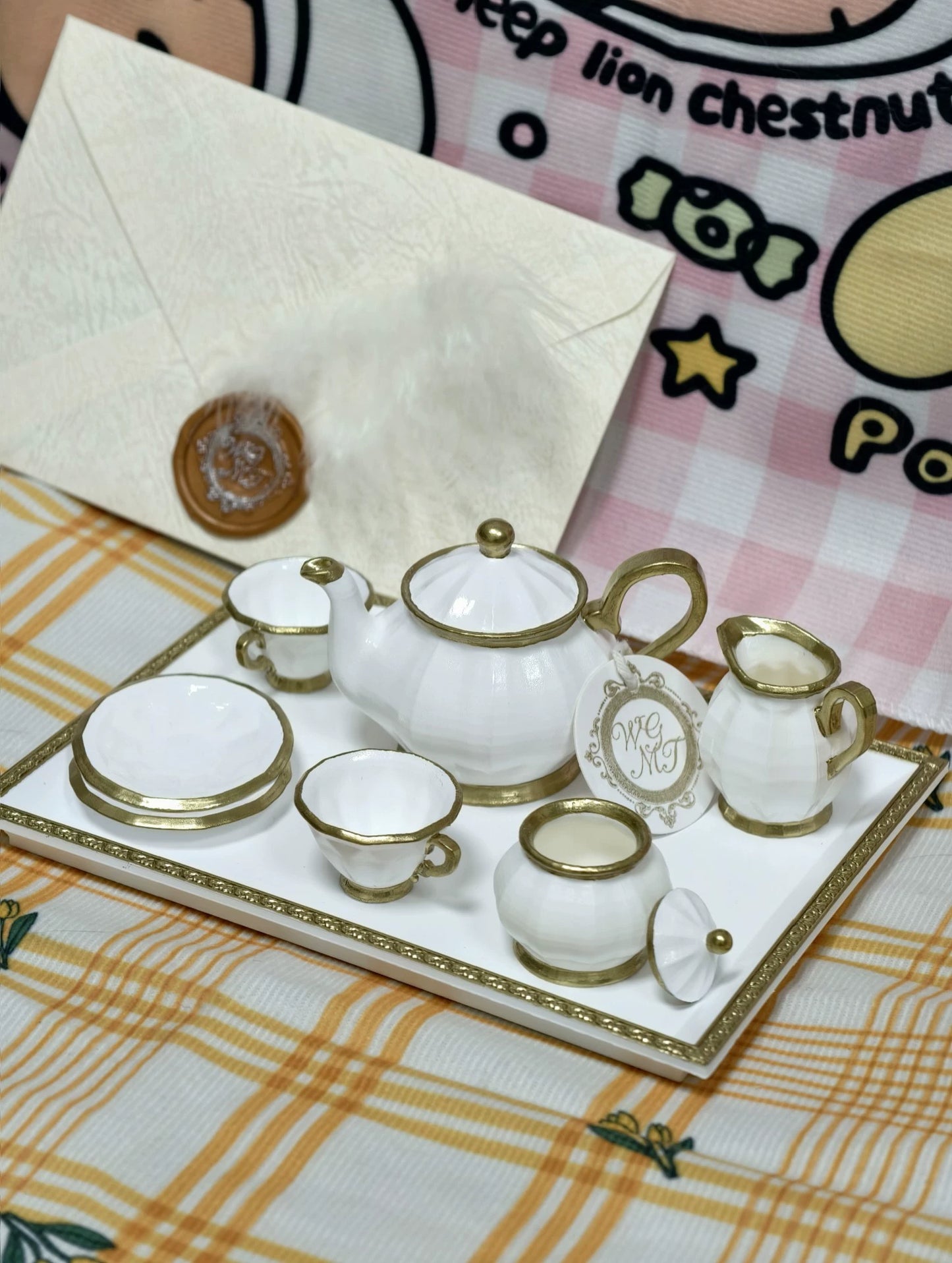 Service à thé européen miniature à l'échelle 1:6, meubles et accessoires pour maison de poupée BJD