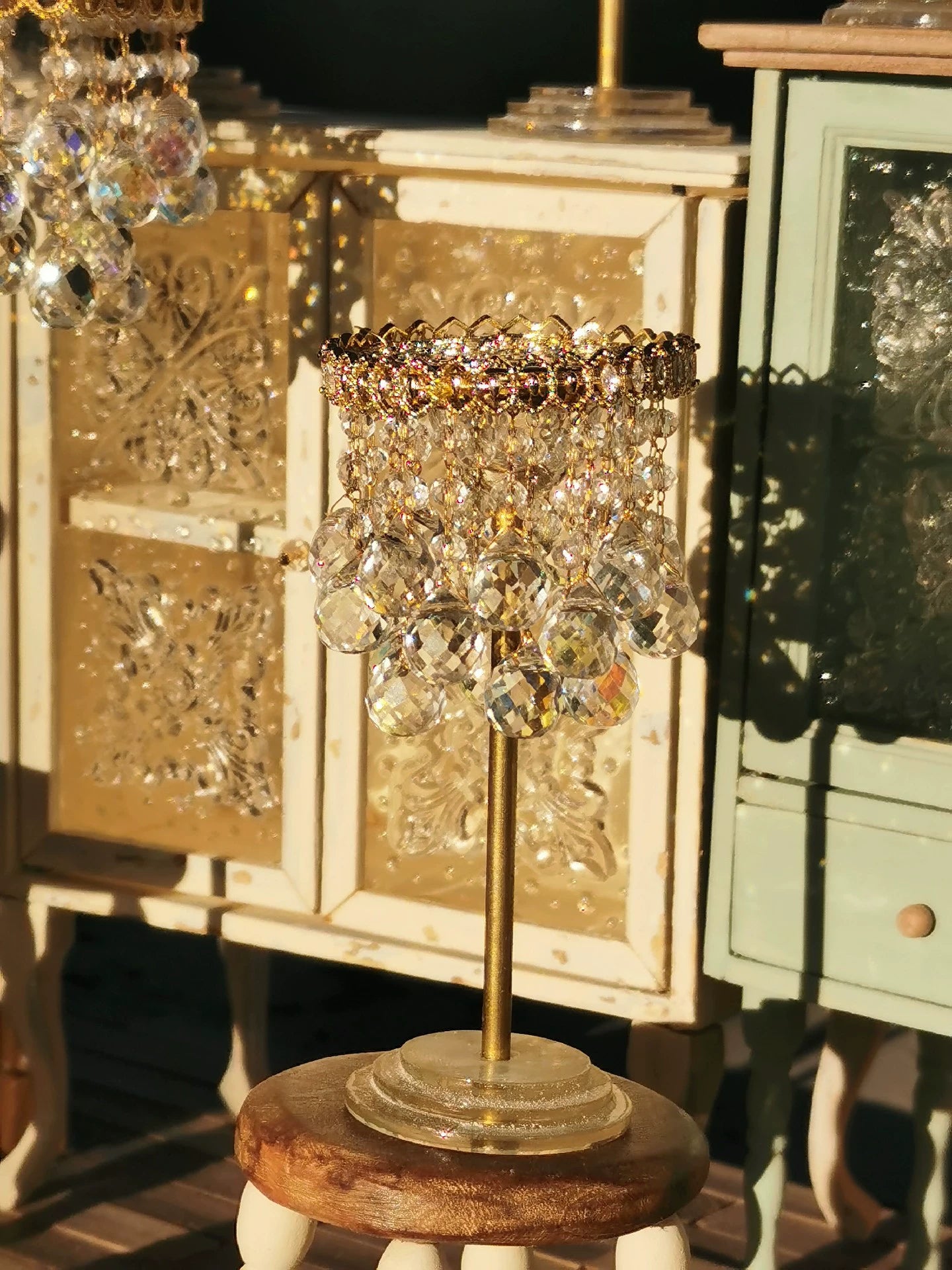 1:6 Scale BJD Crystal Chandelier Blythe Doll Table Lamp OB11 Floor Lamp Miniature Dollhouse Lighting
