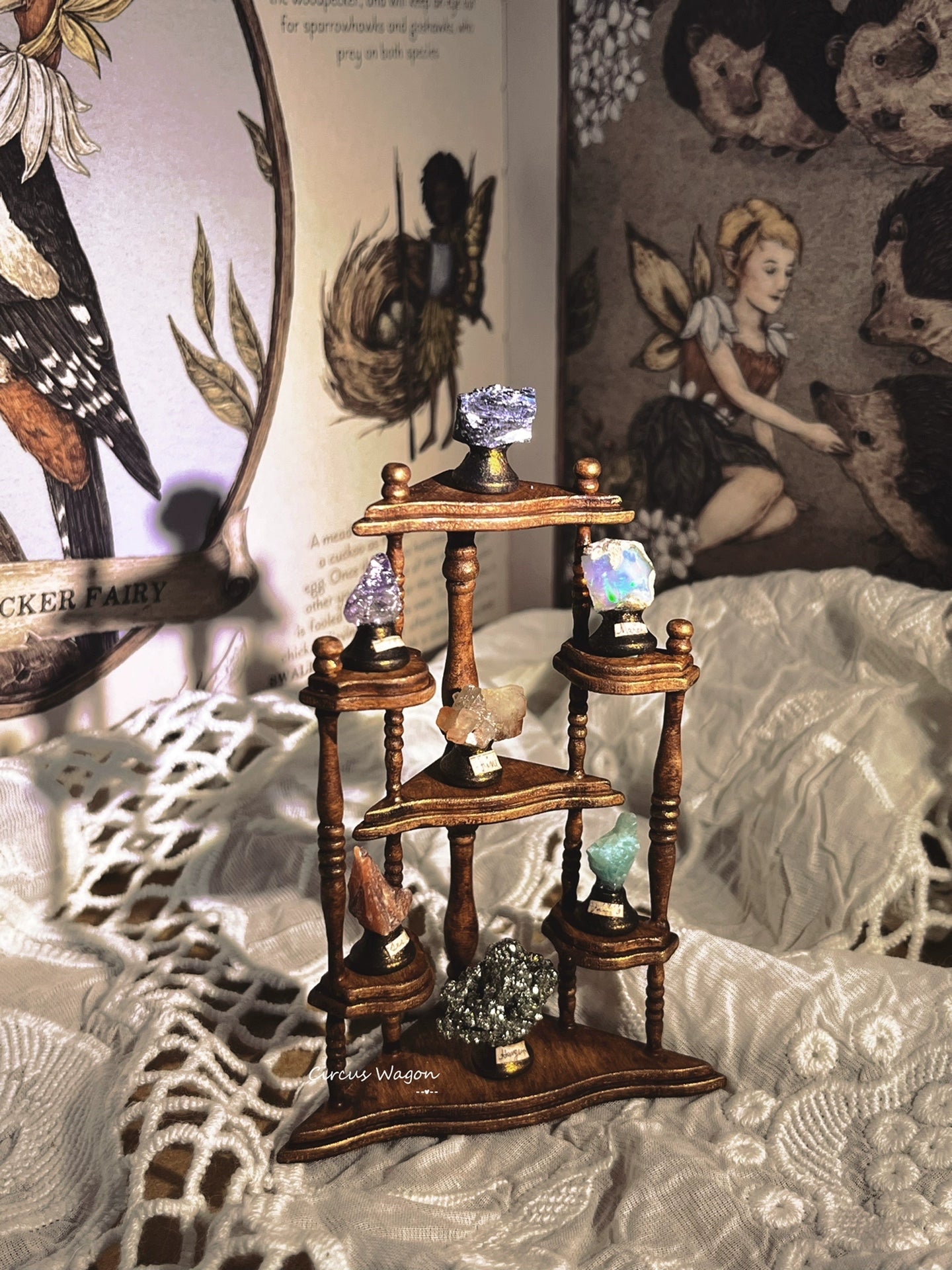 Vitrine à bijoux en bois à l'échelle 1:12, meubles miniatures pour maison de poupée