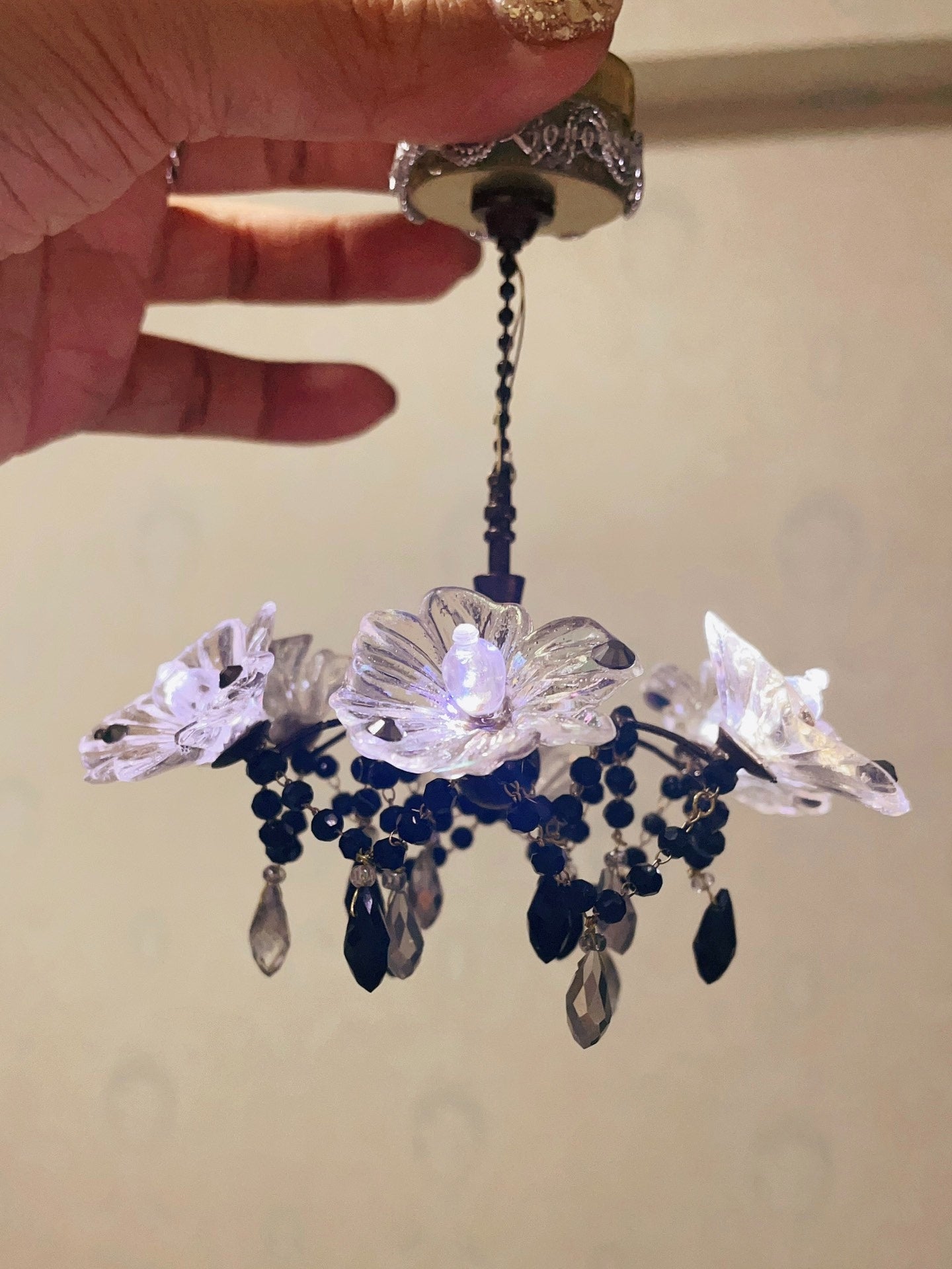 1:6 Scale Miniature Ceiling Light With Remote Control For Dollhouse