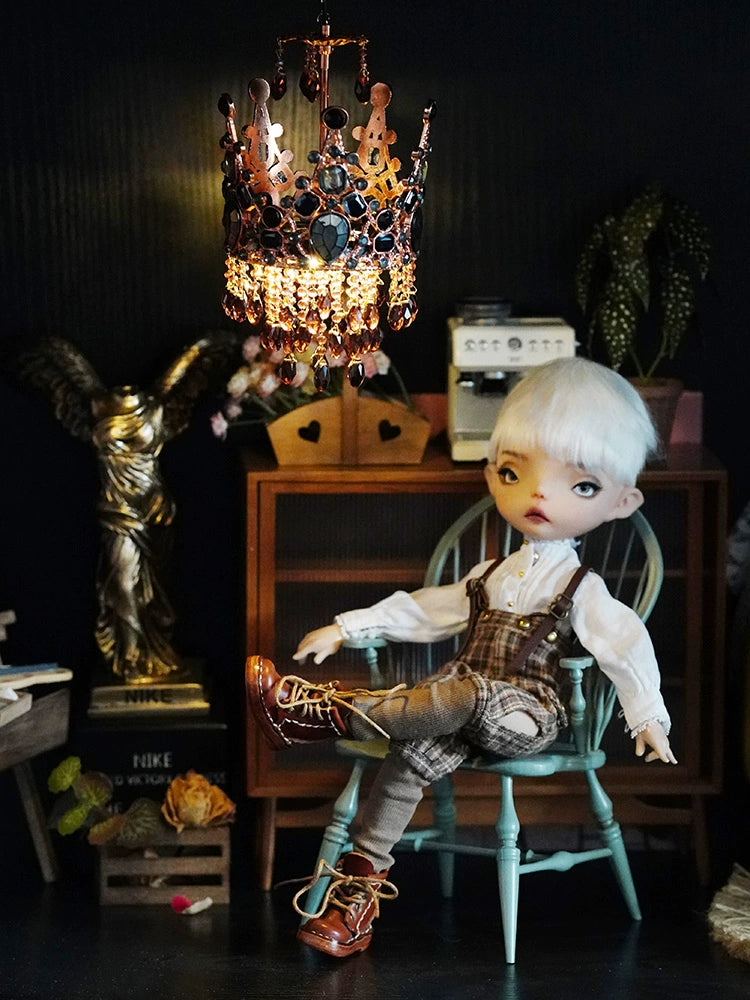 1:6 Scale Miniature Dollhouse Bathroom Set With Transparent Bathtub Crown Chandelier For BJD Blythe Dolls