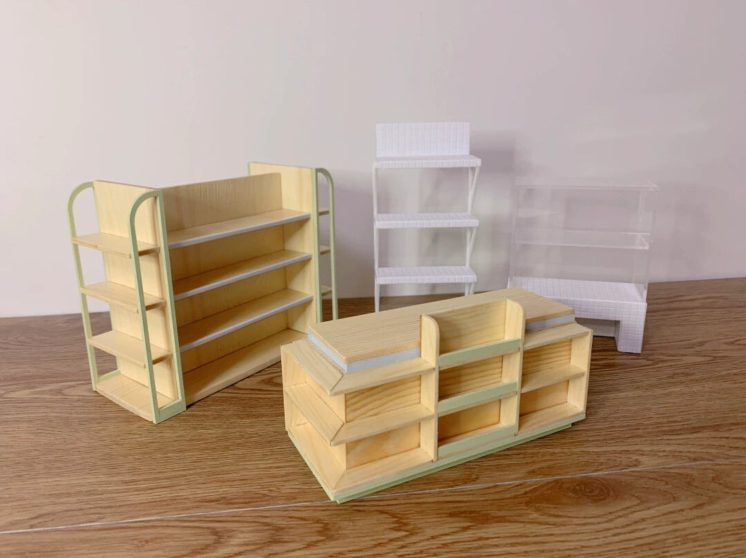 1:12 Scale Miniature Dollhouse Furniture Supermarket Shelf Cabinet Checkout Counter Storage