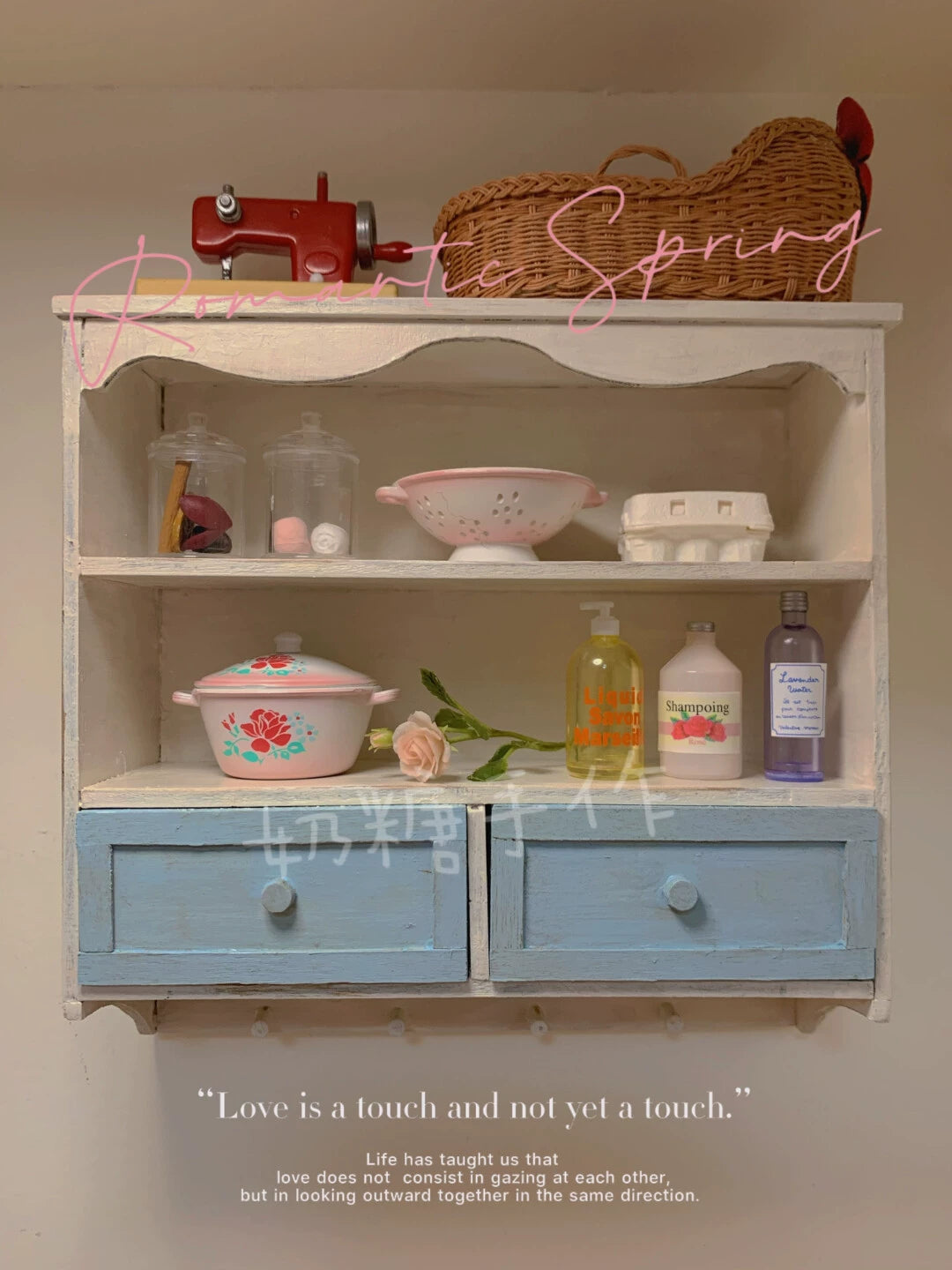 1:6 Scale Miniature Dollhouse Furniture Wall Cabinet Hanging Cupboard Dish Rack Vintage Blythe Doll Accessories