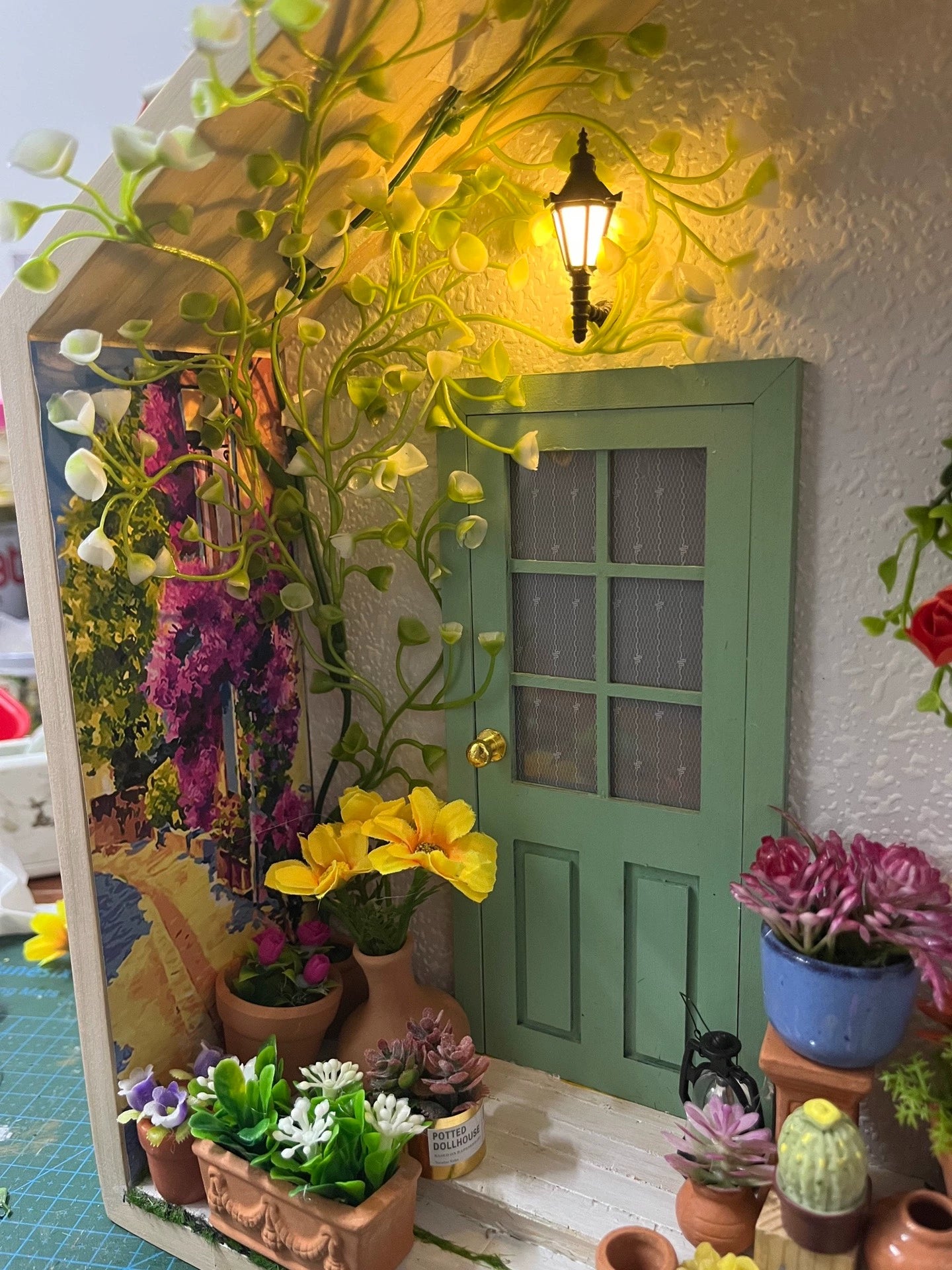 Juego de muebles de jardín para casa de muñecas en miniatura a escala 1:12, decoración para el patio delantero