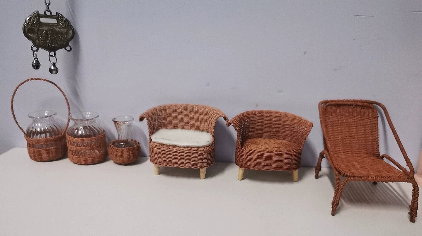 1:6 Scale Miniature Wicker Chair Dollhouse Furniture For BJD Blythe Dolls